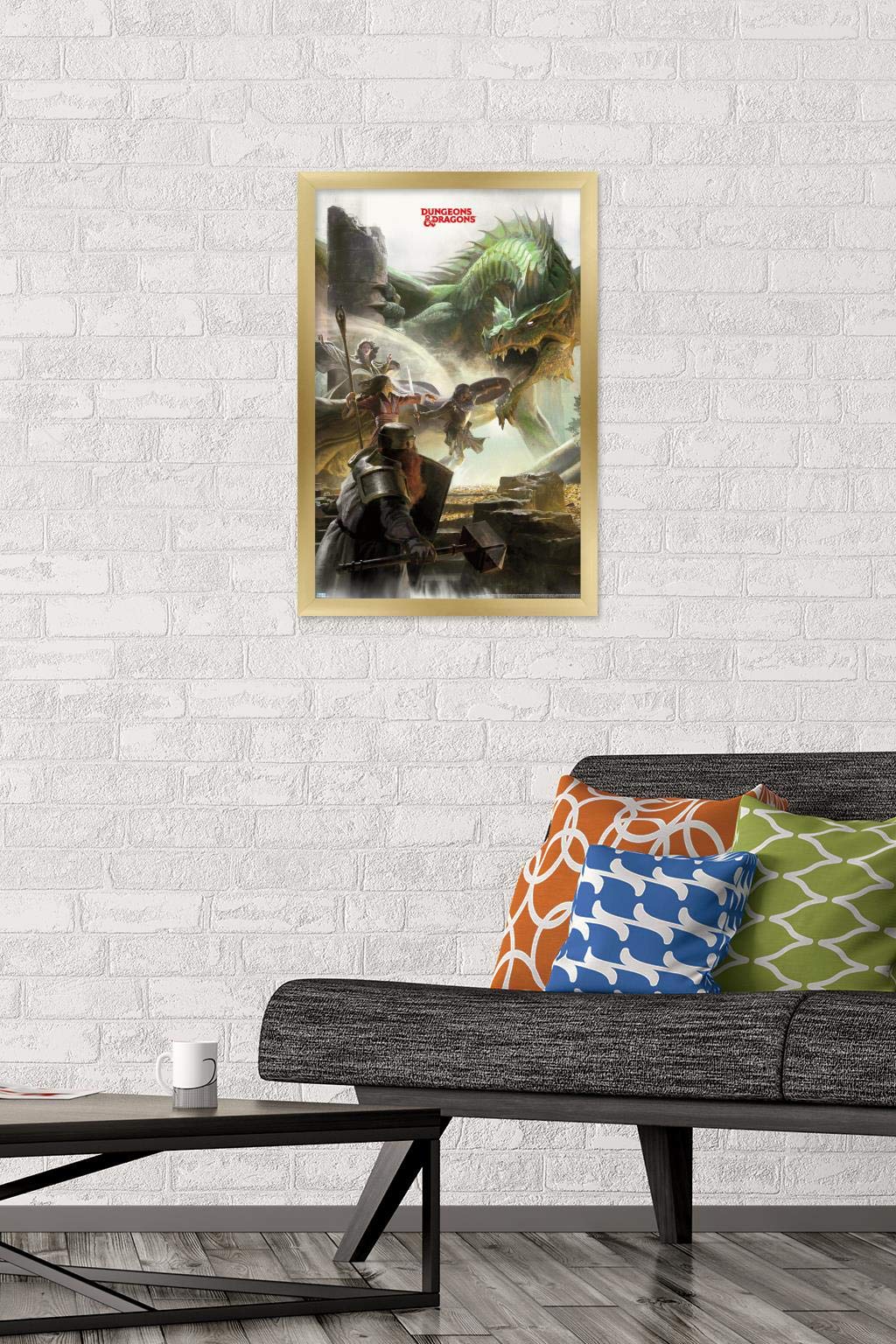 Trends International Dungeons And Dragons - Adventure Wall Poster, 14.725'' X 22.375'', Gold Framed Version