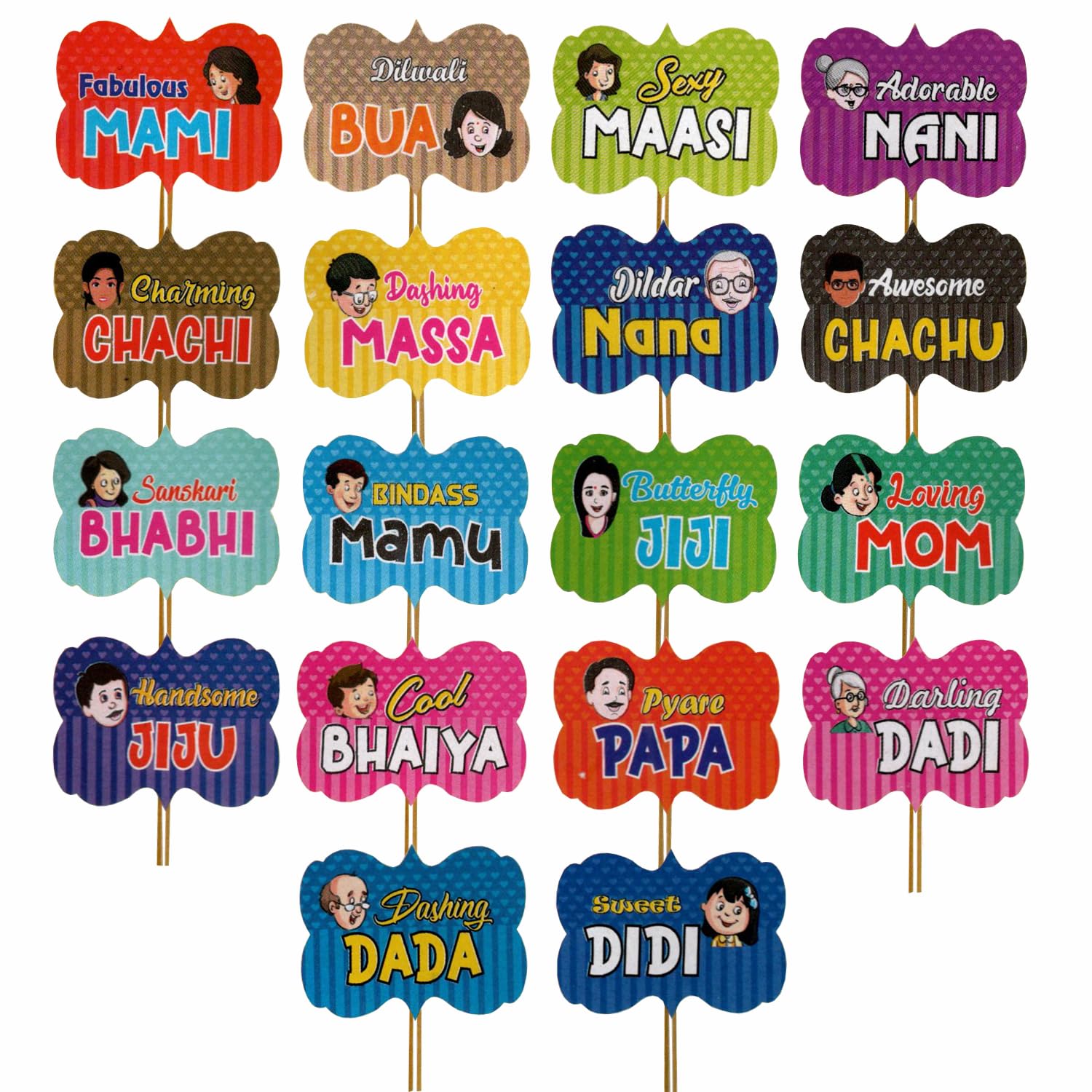 Rozi Decoration Unique Photobooth Props Baby Shower Decorations Set of 18 Pcs Family Photo Booth Props for Baby Shower, Happy Bi
