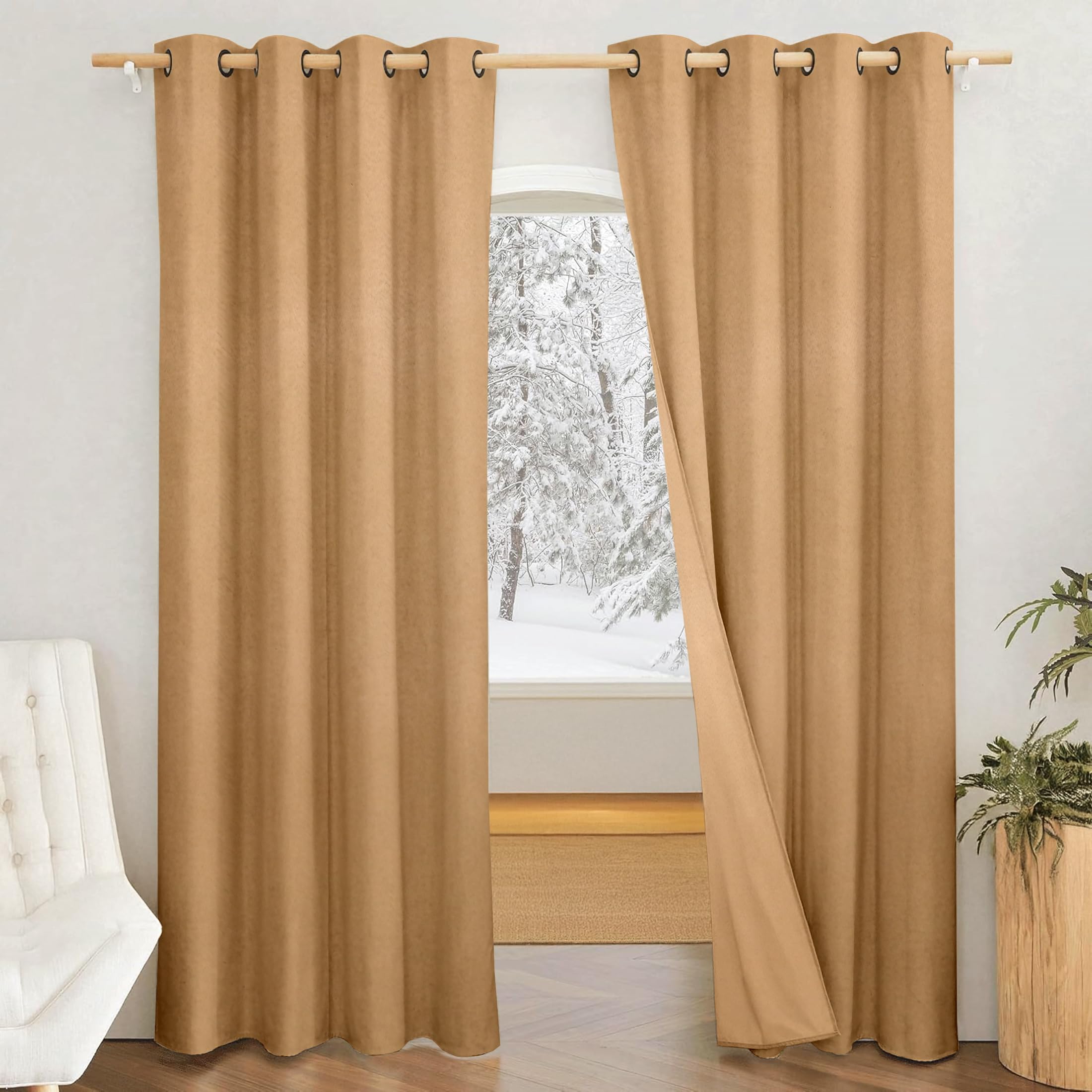 Amazon Brand - Solimo Polyester 100% Blackout Plain Door Curtains|100% Room Darkening| Blackout Door Curtains| 7 Feet |Set Of 2|