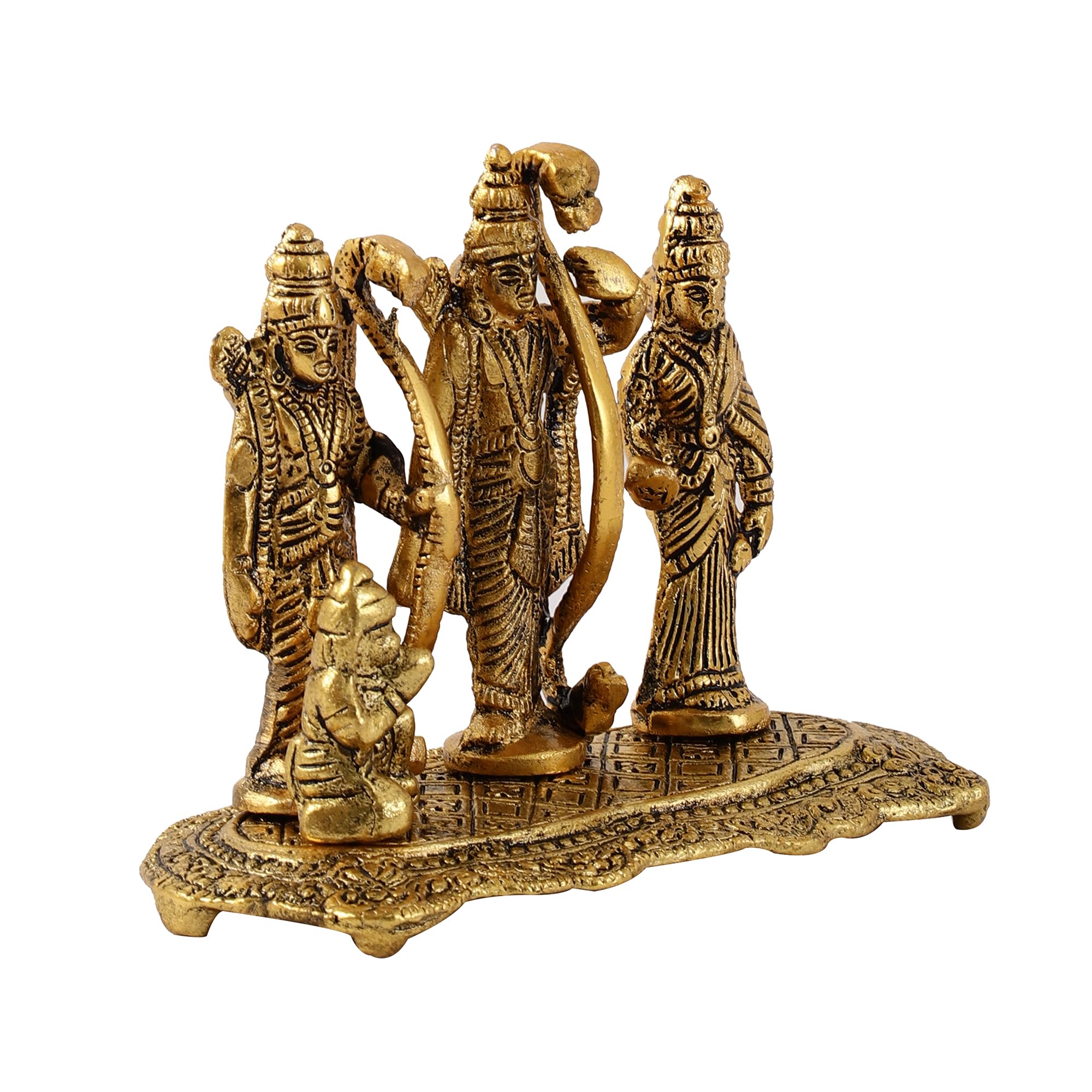 Purestory Lord Ram Darbar With Sita Laxman And Hanuman Ji Metal Statues,Lord Ram Sita Laxman Idol Statue For Home Temple,Office,