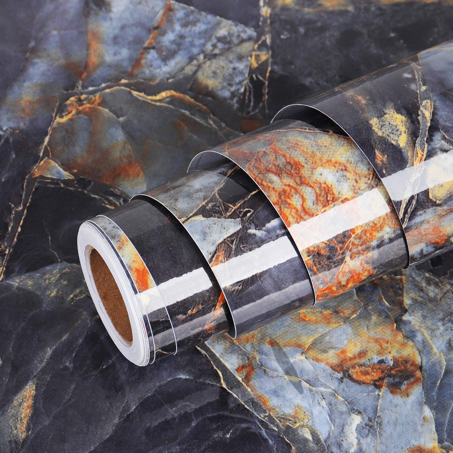 Livelynine 197 X 36 Inch Contact Paper Black And Gold Marble Countertop Peel And Stick Waterproof Countertops For Kitchen Table