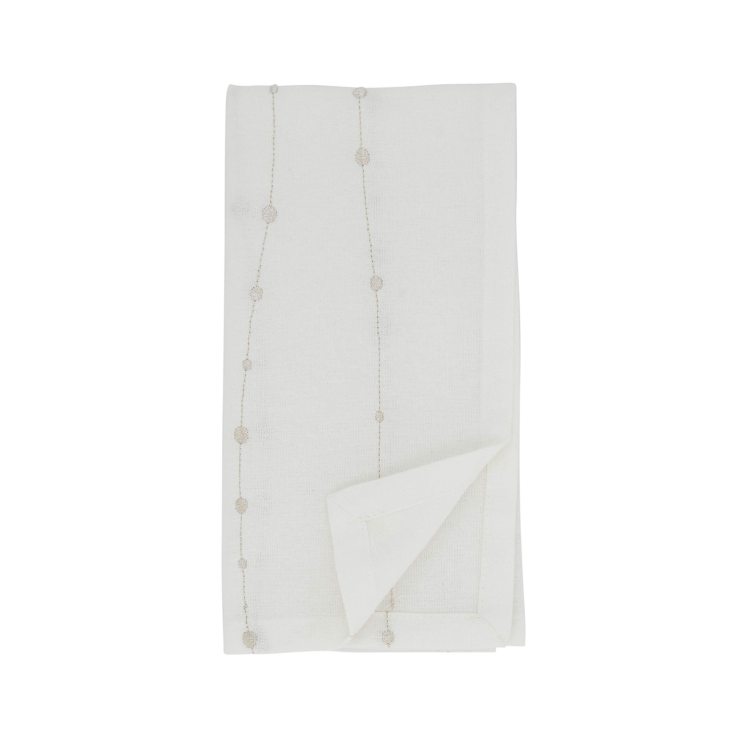 Saro Lifestyle Cristaux Collection Embroidered Design Napkins (Set Of 4), 20'', Silver