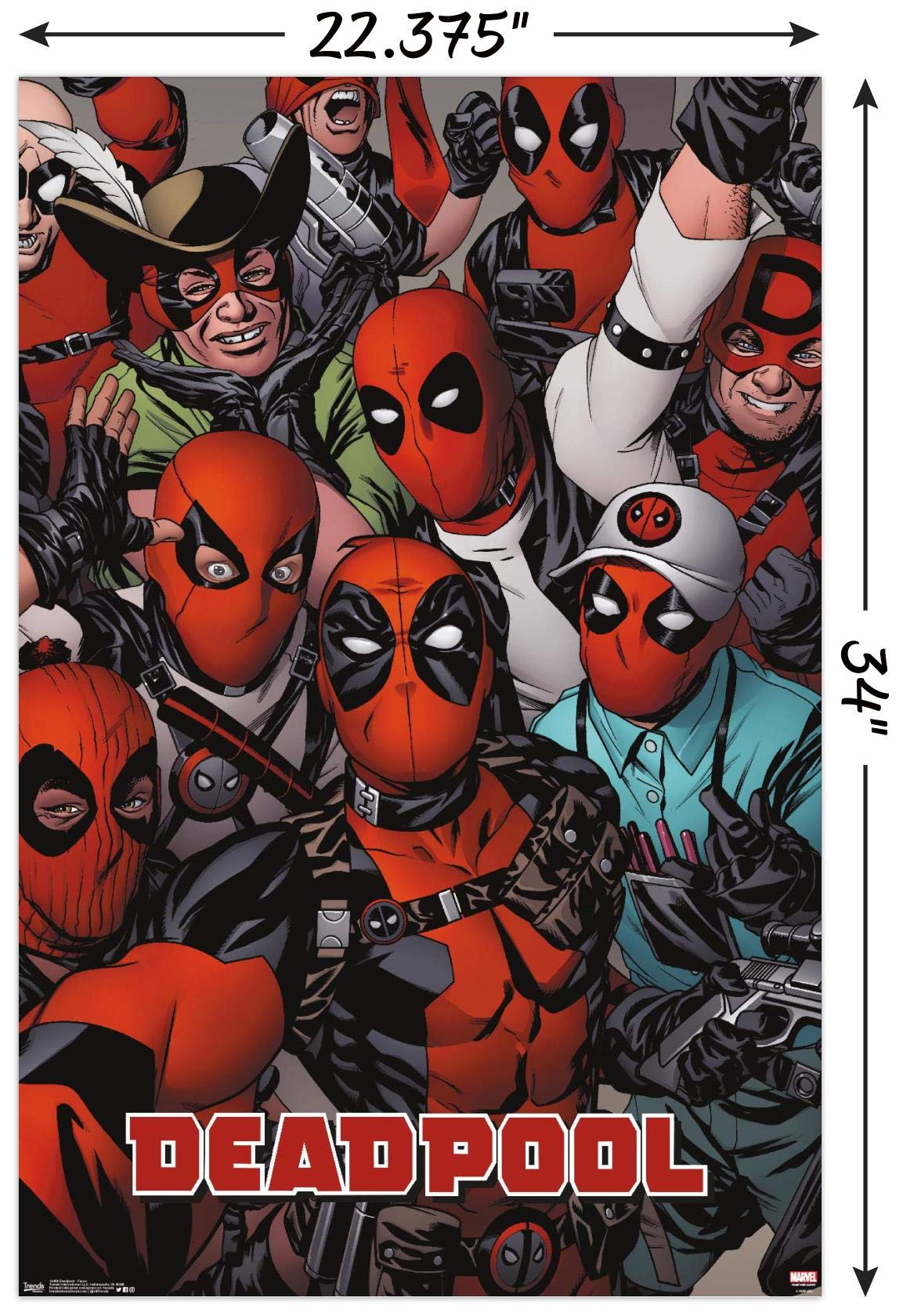 Trends International Marvel Comics - Deadpool - Faces Wall Poster, 22.37'' X 34.00'', Poster & Mount Bundle