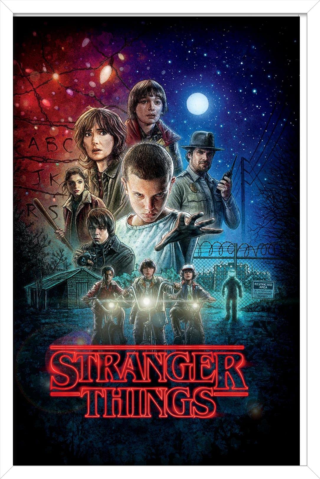 Trends International Netflix Stranger Things - One Sheet Wall Poster, 14.725'' X 22.375'', White Framed Version