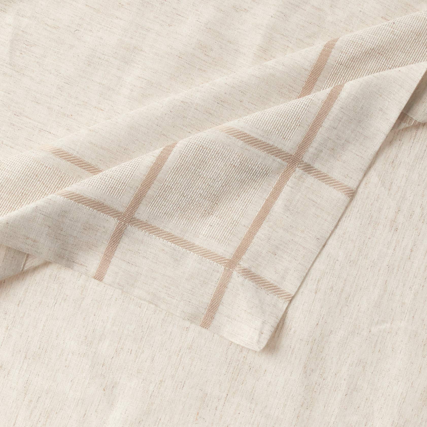 Saro Lifestyle Poly And Linen Blend Toscana Tablecloth With Hemstitch Border, Natural, 80''