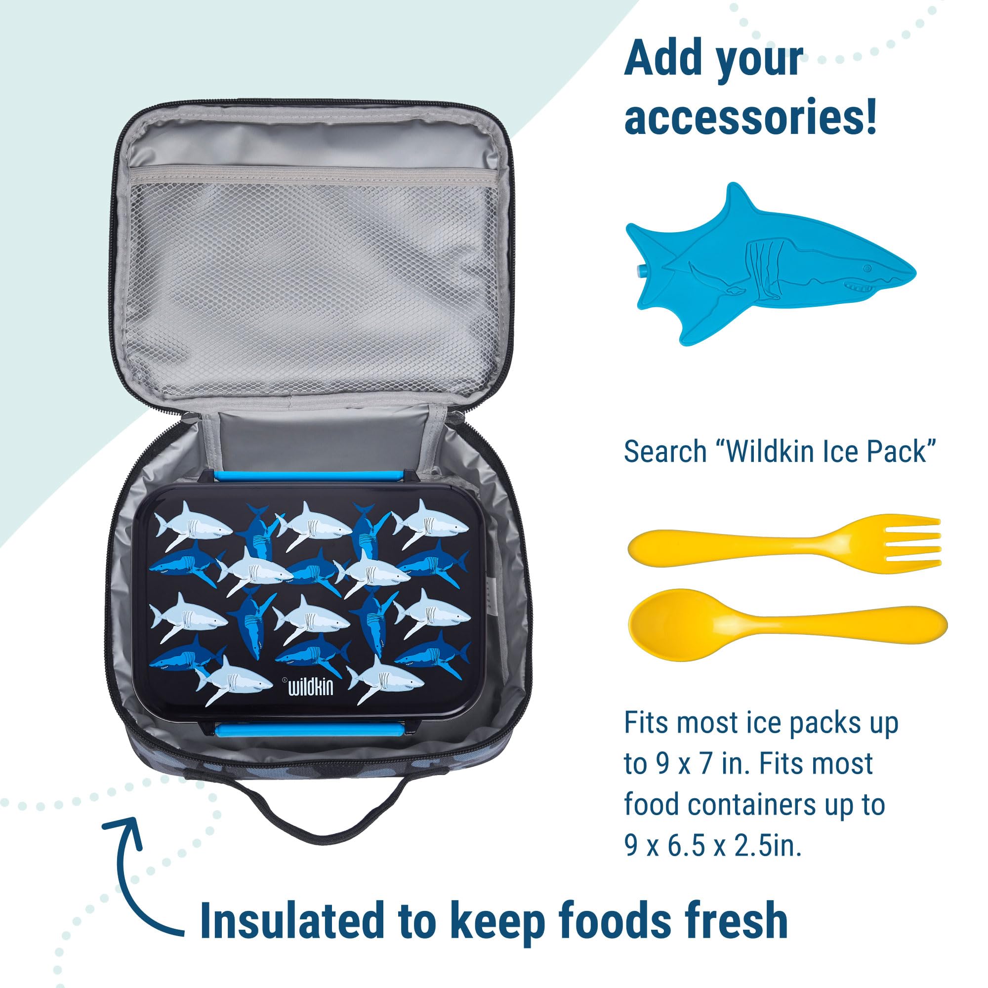 Wildkin Kids Insulated Lunch Box - Durable And Reusable For School & Travel - Black Camo