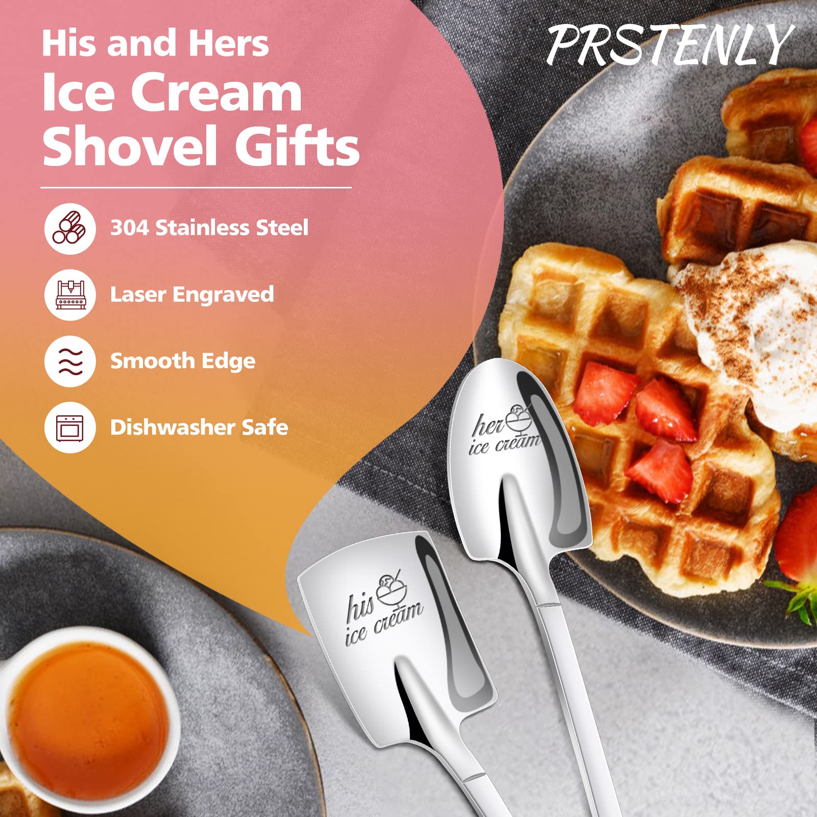 Prstenly Gifts For Him Her, 2 Pcs His And Hers Ice Cream Spoons Boyfriend Girlfriend Couples Gift Ideas, Anniversary Engagement