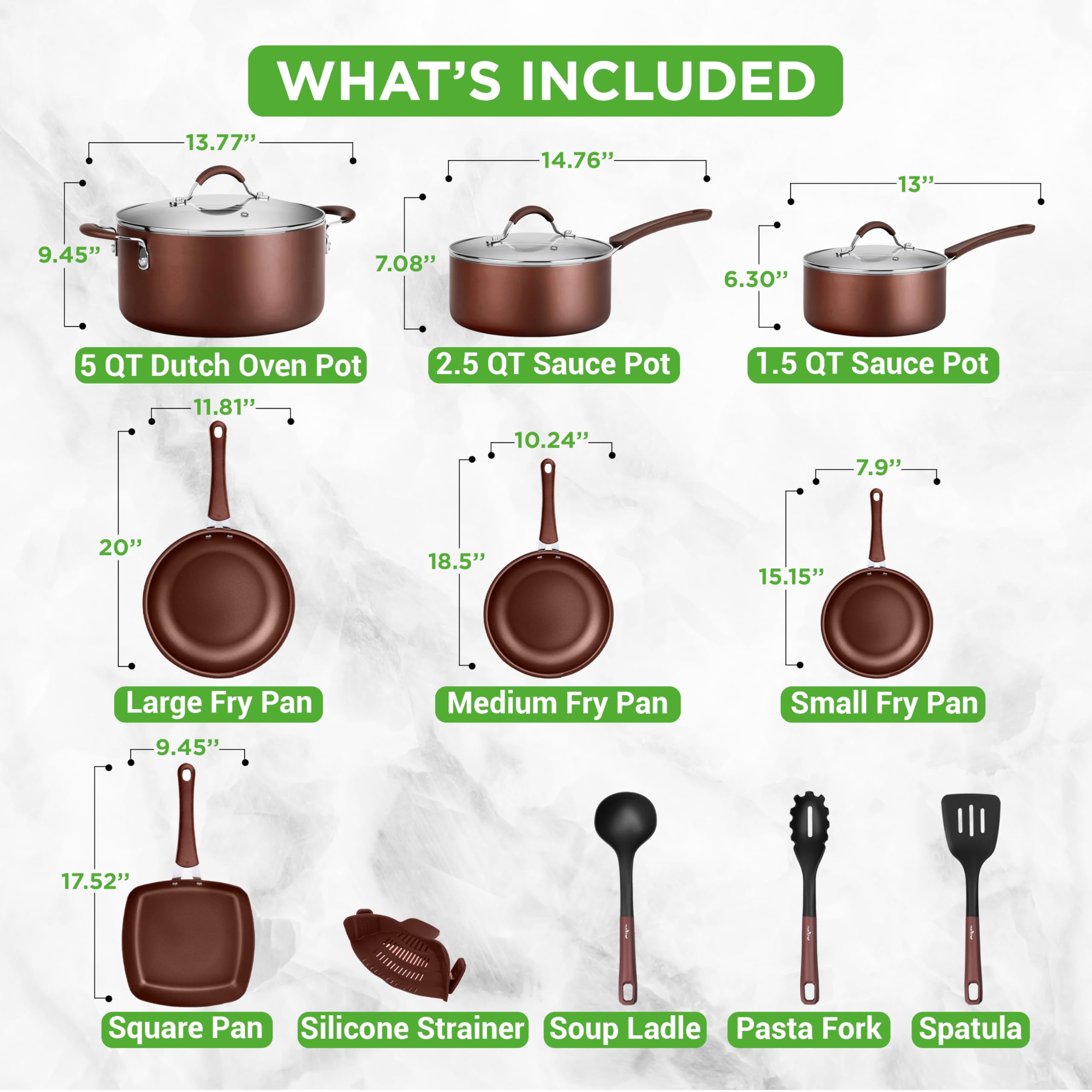 NutriChef 20 Piece Professional Home Kitchen Cookware and Bakeware, Pots and Pans Set Non Stick Kitchenware, Cool-Touch Handles,