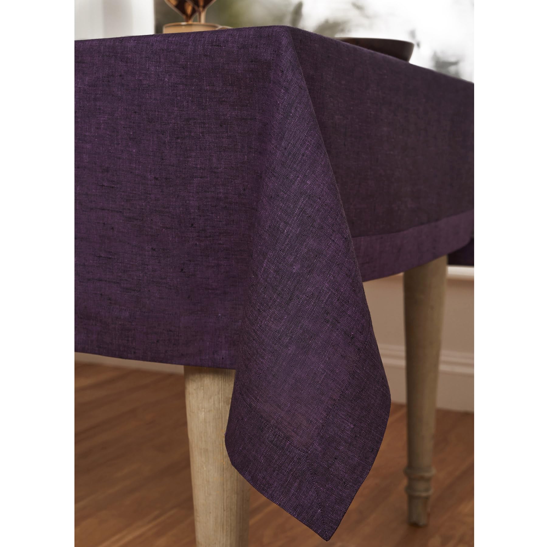 Solino Home Linen Tablecloth 54 X 72 Inch - 100% Pure Linen Grape Tablecloth - Machine Washable Rectangle Tablecloth For Fall, H