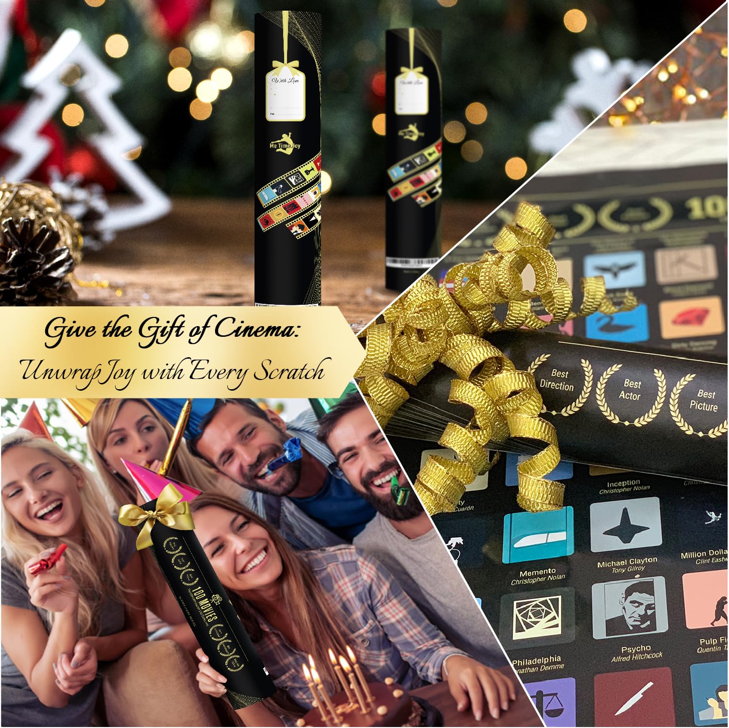 100 Movies Scratch Off Poster - Movie Scratch Off Poster - Easy Off Gold Foil - Includes Scratching Tool And Ebook -100 Best Mov