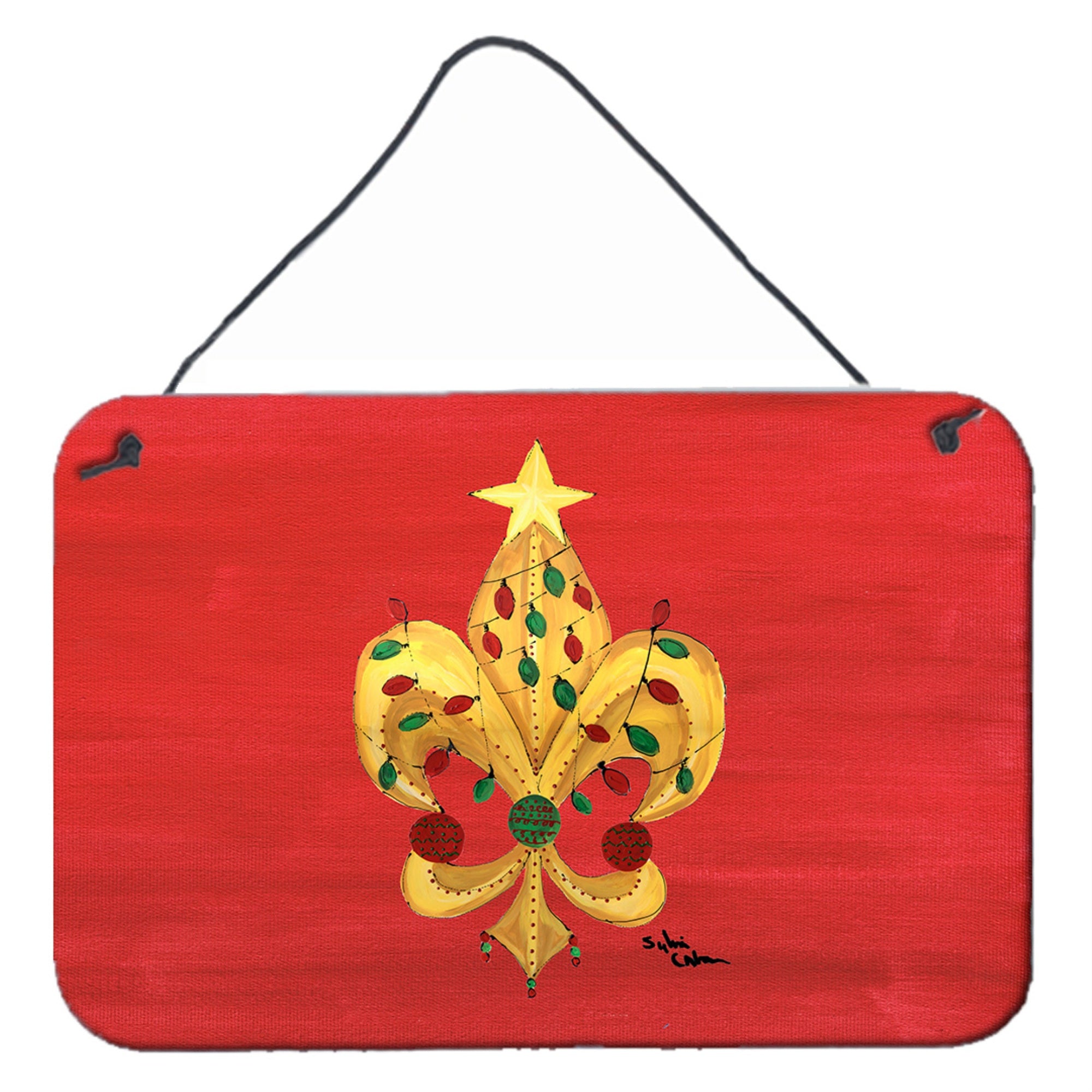 'Caroline'S Treasures Christmas Fleur De Lis Tree With Lights Wall Or Door Hanging Prints, 8 X 12''''''