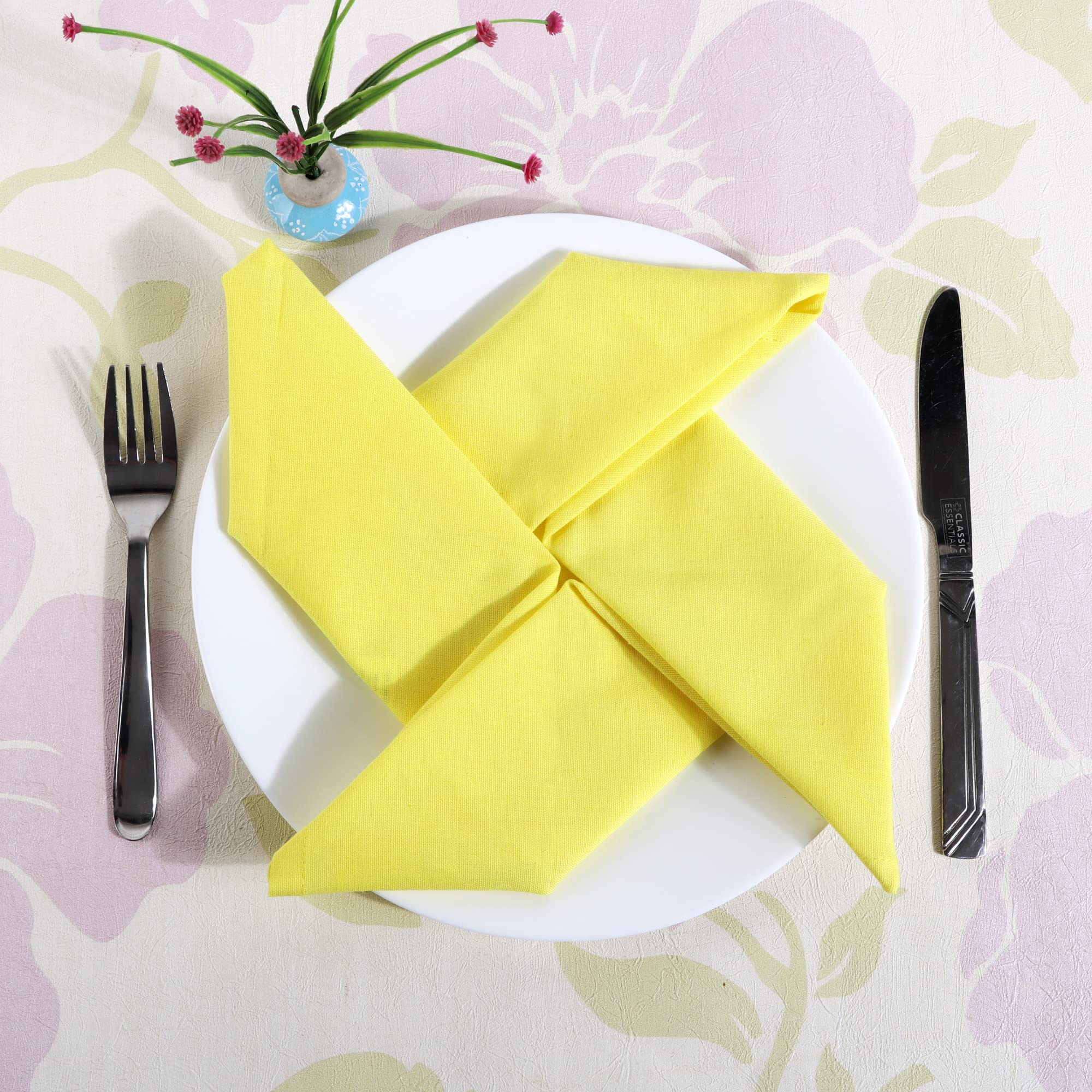 Fingercraft Dinner Cloth Napkins, Cotton Linen Blend Fabric 12 Pack Easter Special, Premium Quality, Mitered Corners Napkins Clo