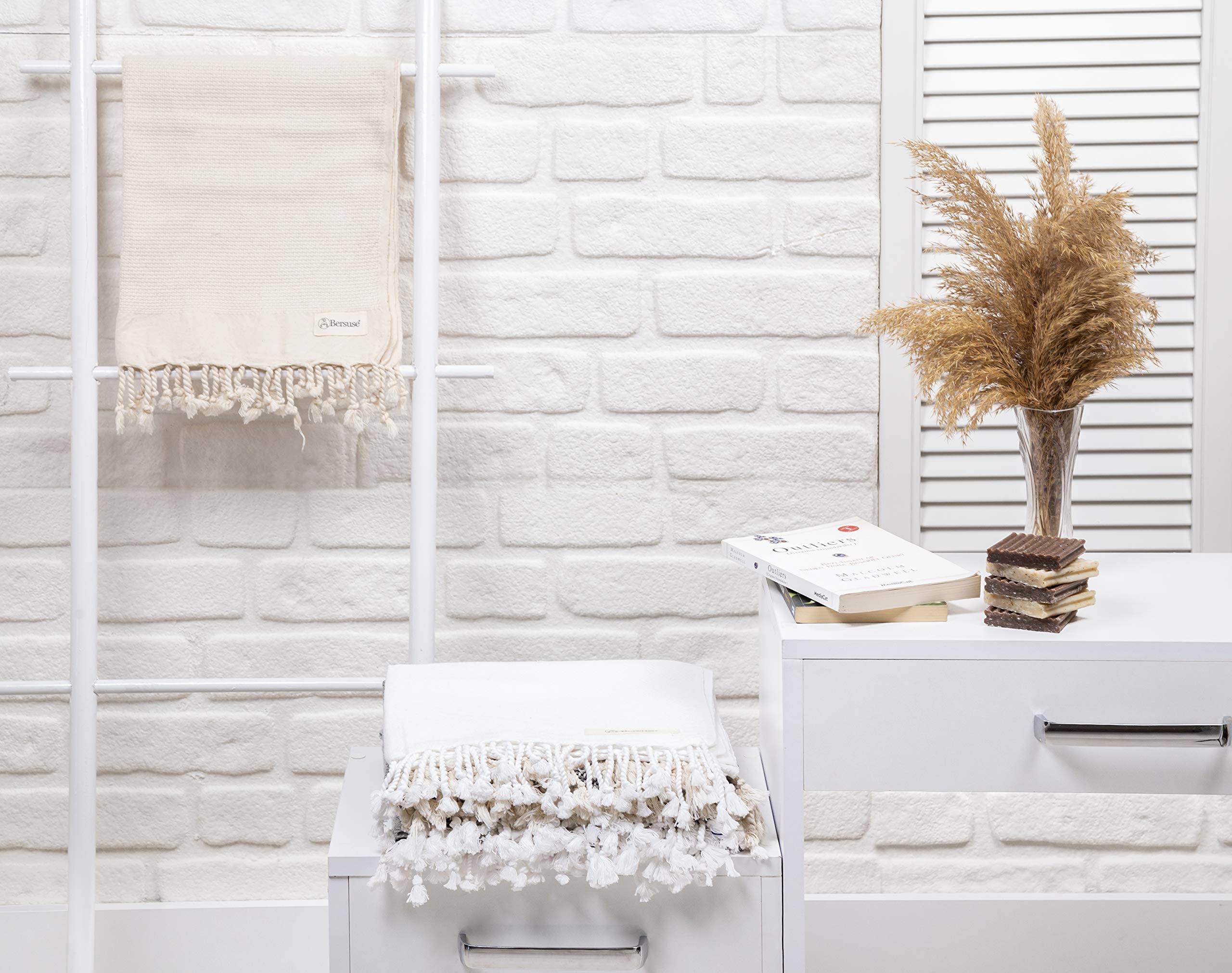 Bersuse 100% Cotton Laodicea Bathroom Hand Towels - Turkish Towels, Absorbent Soft Gentle Quick-Drying Cotton - Hair, Face, Hand