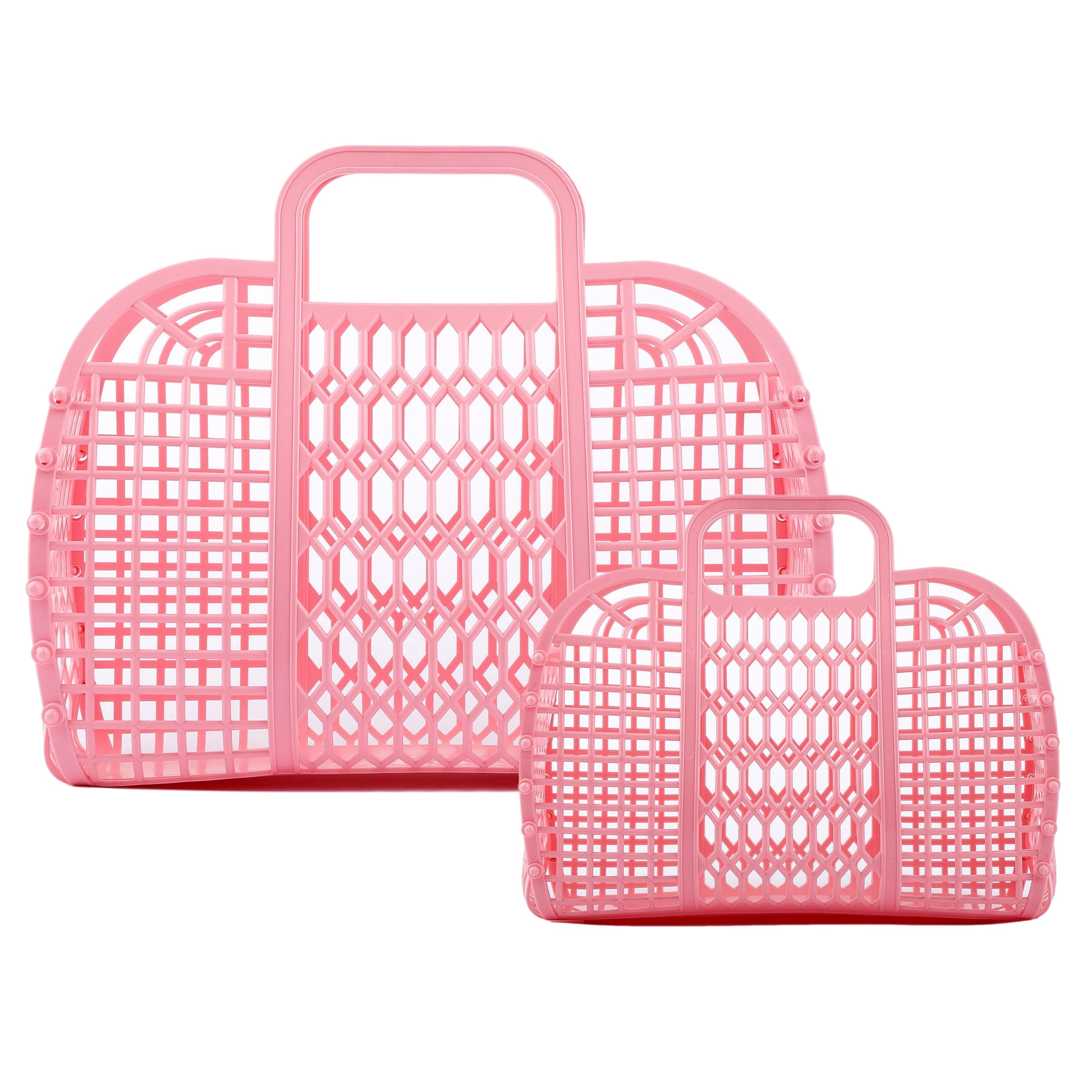 Babana Jelly Bags - (Set) Small And Large Mother Daughter Jelly Totes | Reusable Gift Basket, Beach Bags - (Small, Large) - Pale