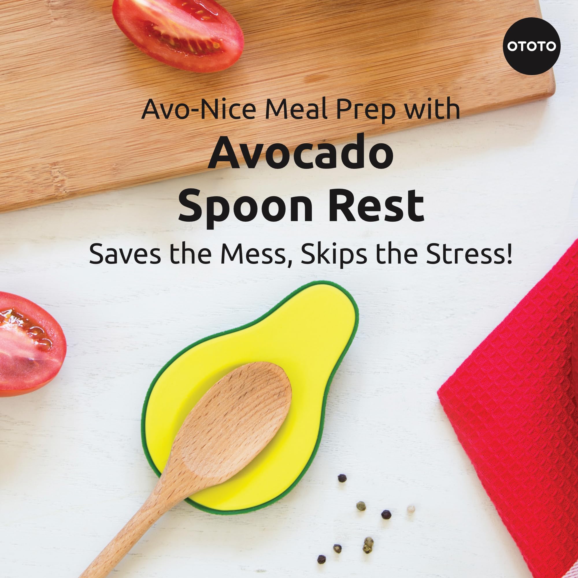 OTOTO Avocado Spoon Rest for Stove Top - Silicone Spoon Rest for Kitchen Counter, for Ladles, Tongs, Spatula Funny Cool Cute Kit