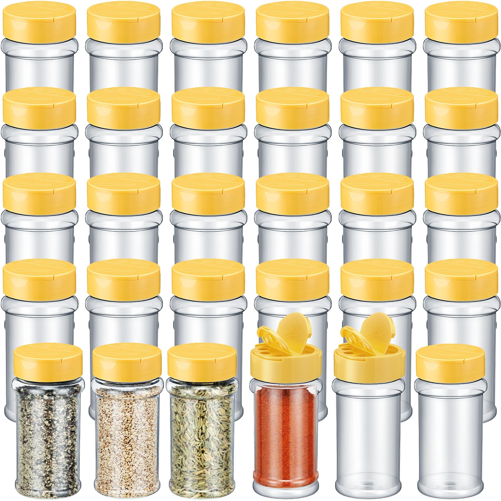 Jadive 36 Pcs 5.5 oz Plastic Spice Jars with Shaker Lids Clear Spice Bottles Plastic Seasoning Containers Empty Shaker for Kitch