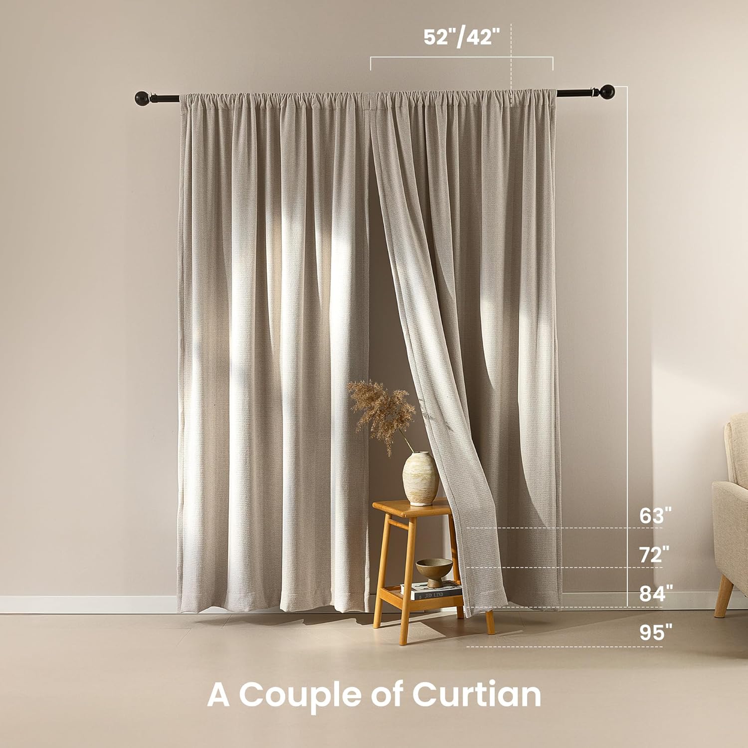 Magnetic Washable Thermal Blackout Curtains for Living Room & Bedroom