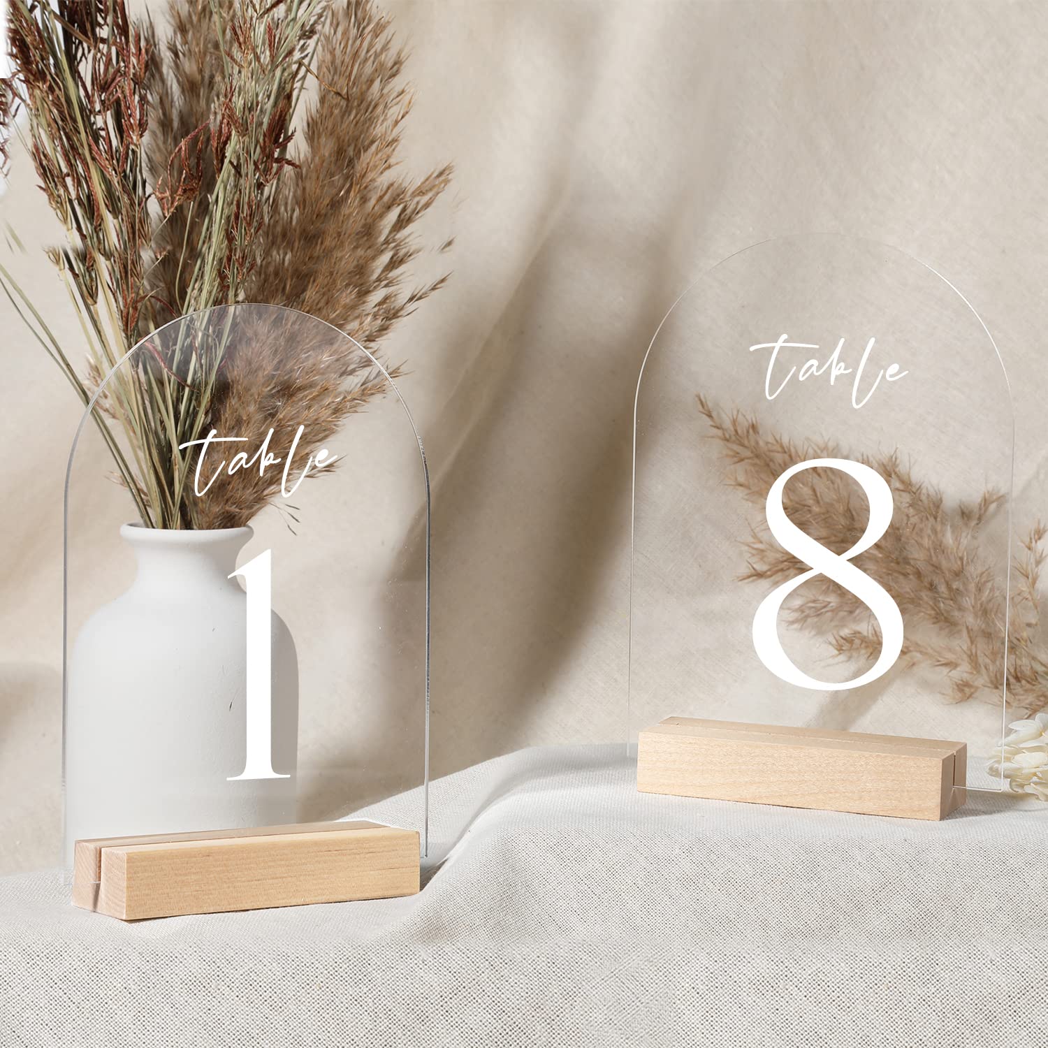 Uniqooo 5 Pack 4 '' Wood Stands For Wedding Acrylic Sign, Wood Table Number Holders For 1/8 Thick Acrylic Sheets | Wedding Displ