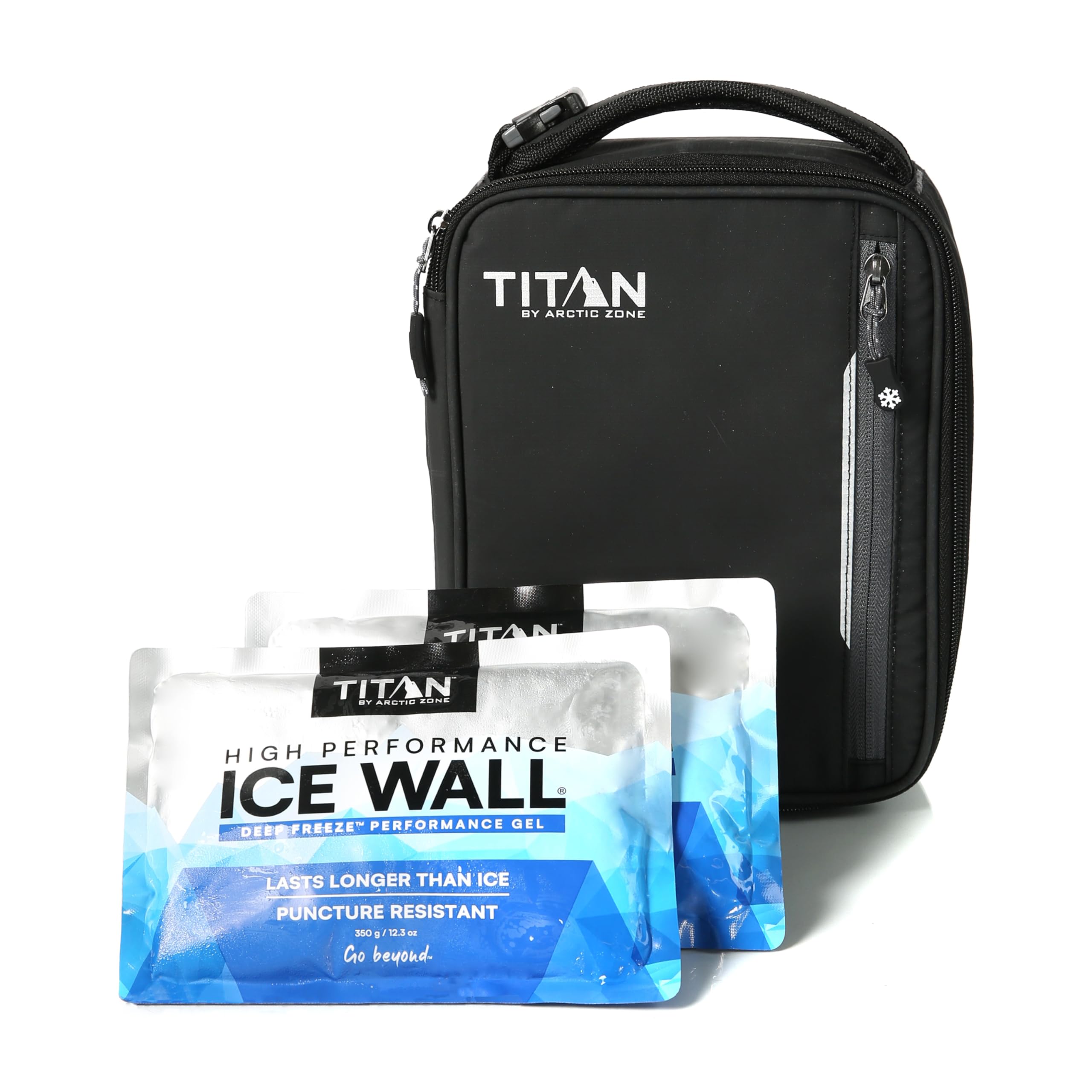 Titan Fridge Cold Upright Lunch Box With 2 250g Ice Walls, Black Ice