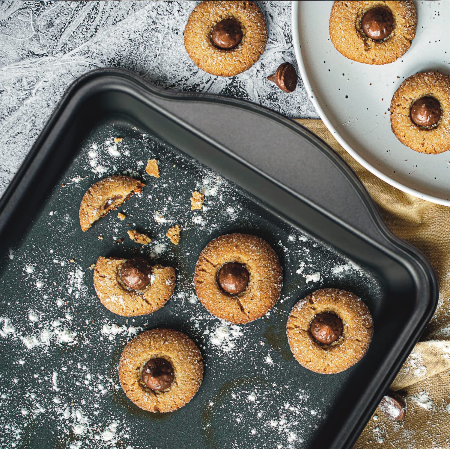 Decorrack 2 Pack Non-Stick Baking Sheet, 15 X 10 Inch Jelly Roll Pan And Cookie Baking Tray, Heavy Duty Bakeware For Oven (Pack