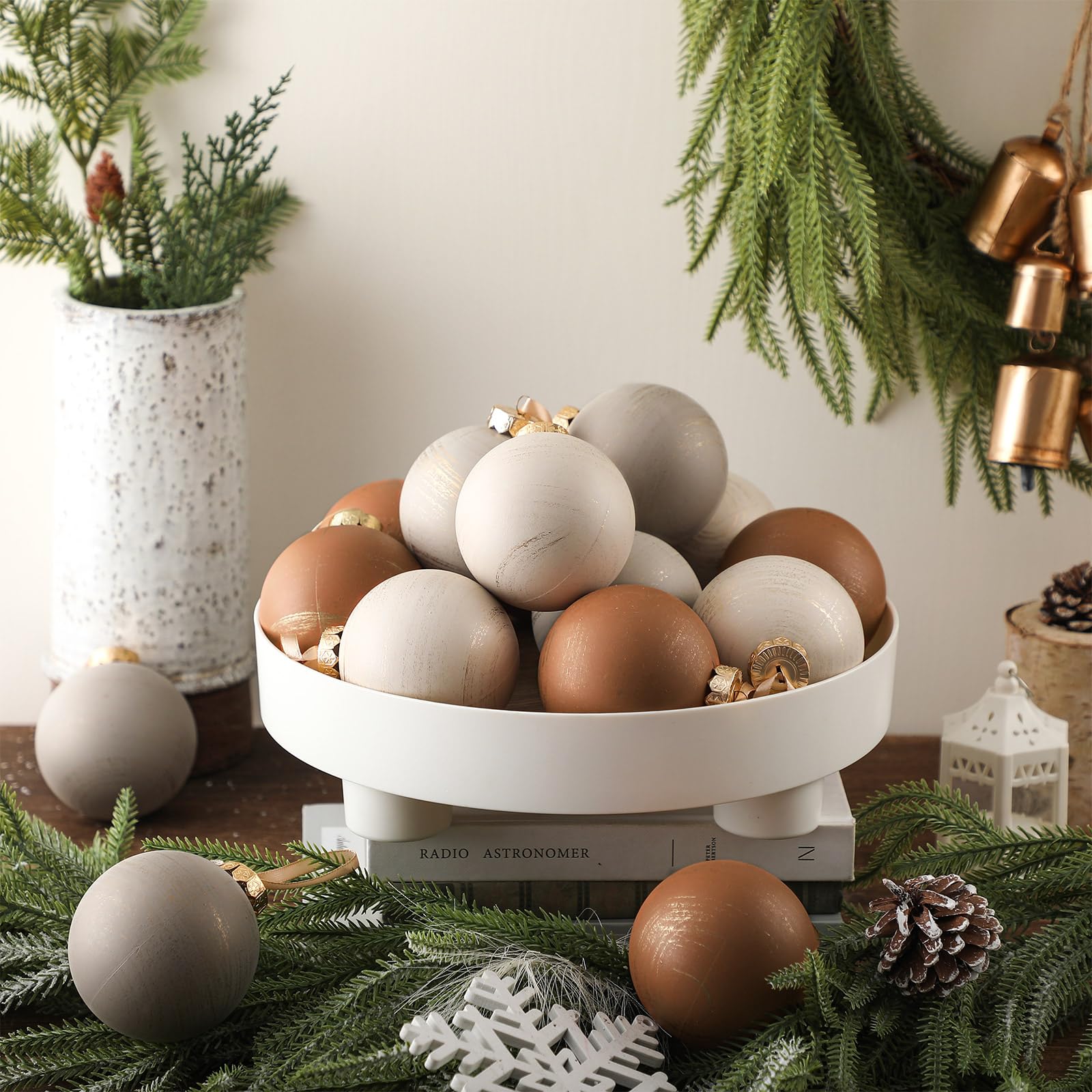 Yunlly 12 Pcs Neutral Textured Christmas Ball Ornaments 2025 3.15 Inch Rustic Vintage Xmas Tree Ornament Rust Earth Toned Xmas B