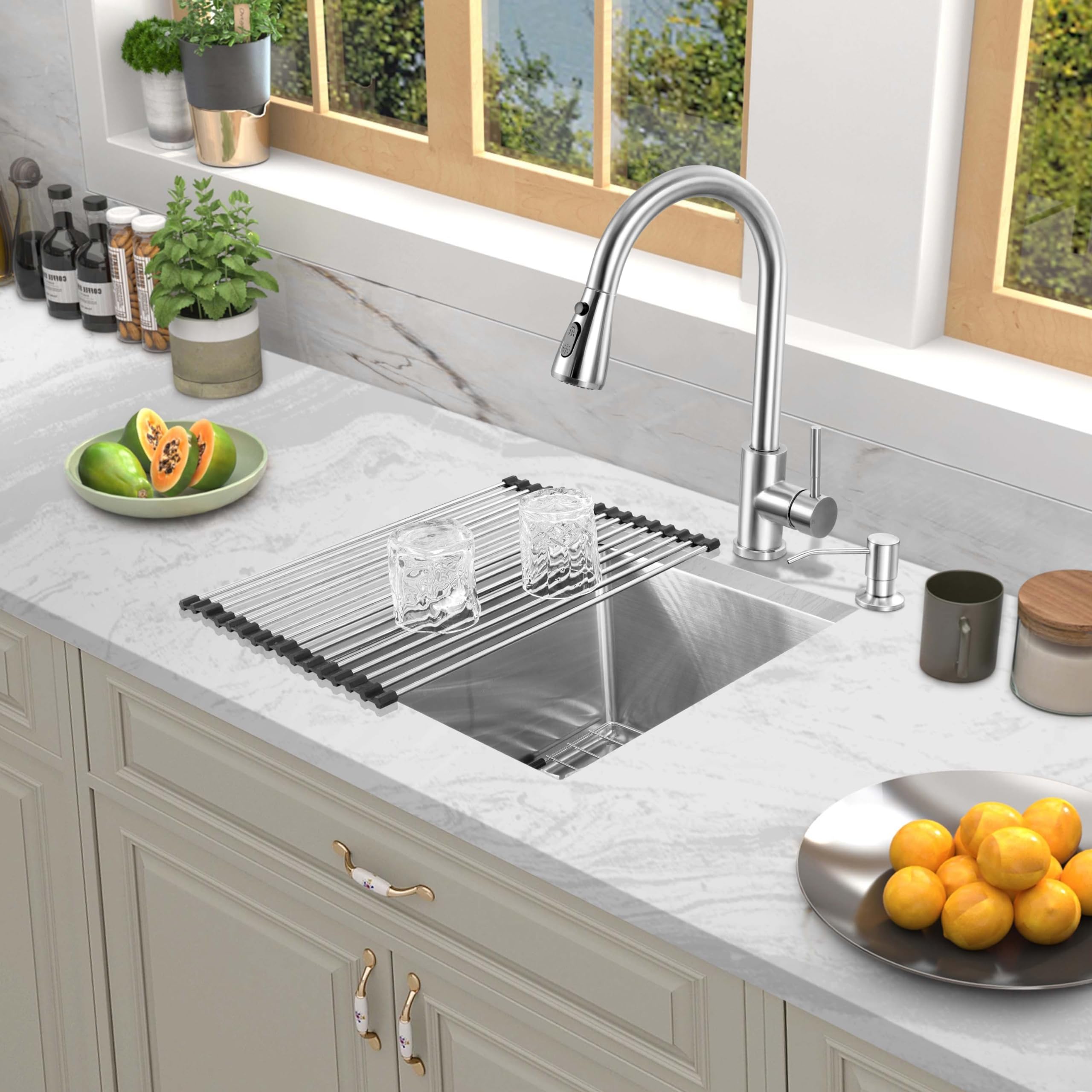 Herogo 15  17 Inch Undermount Kitchen Sink With Faucet Combo, Stainless Steel Utility Rv Bar Sink, Small Outdoor Farmhouse Sink,
