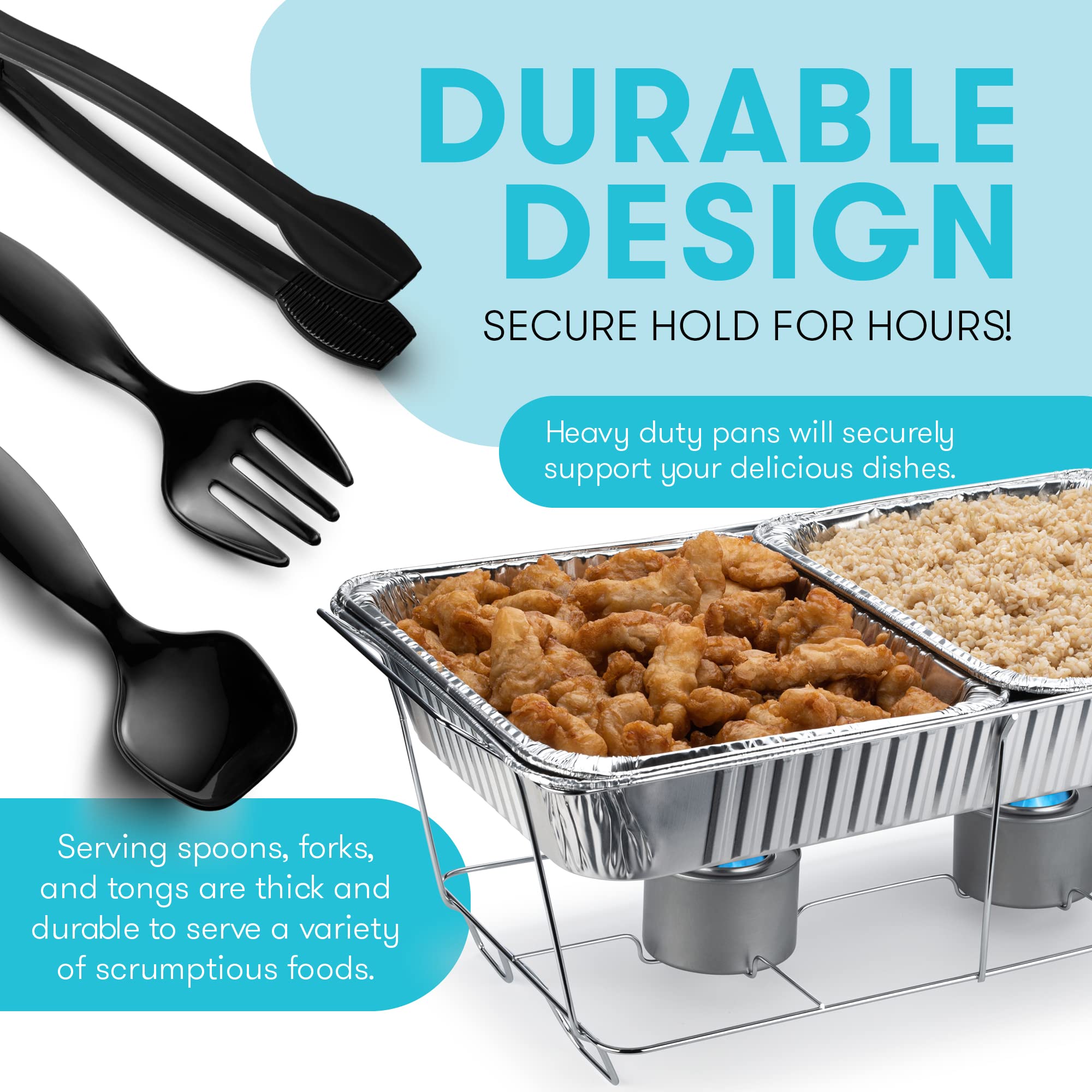 Disposable Chafing Dish Buffet Set, Food Warmers For Parties, 33 Pieces Catering Supplies - Buffet Servers And Warmers, 9'' X 13
