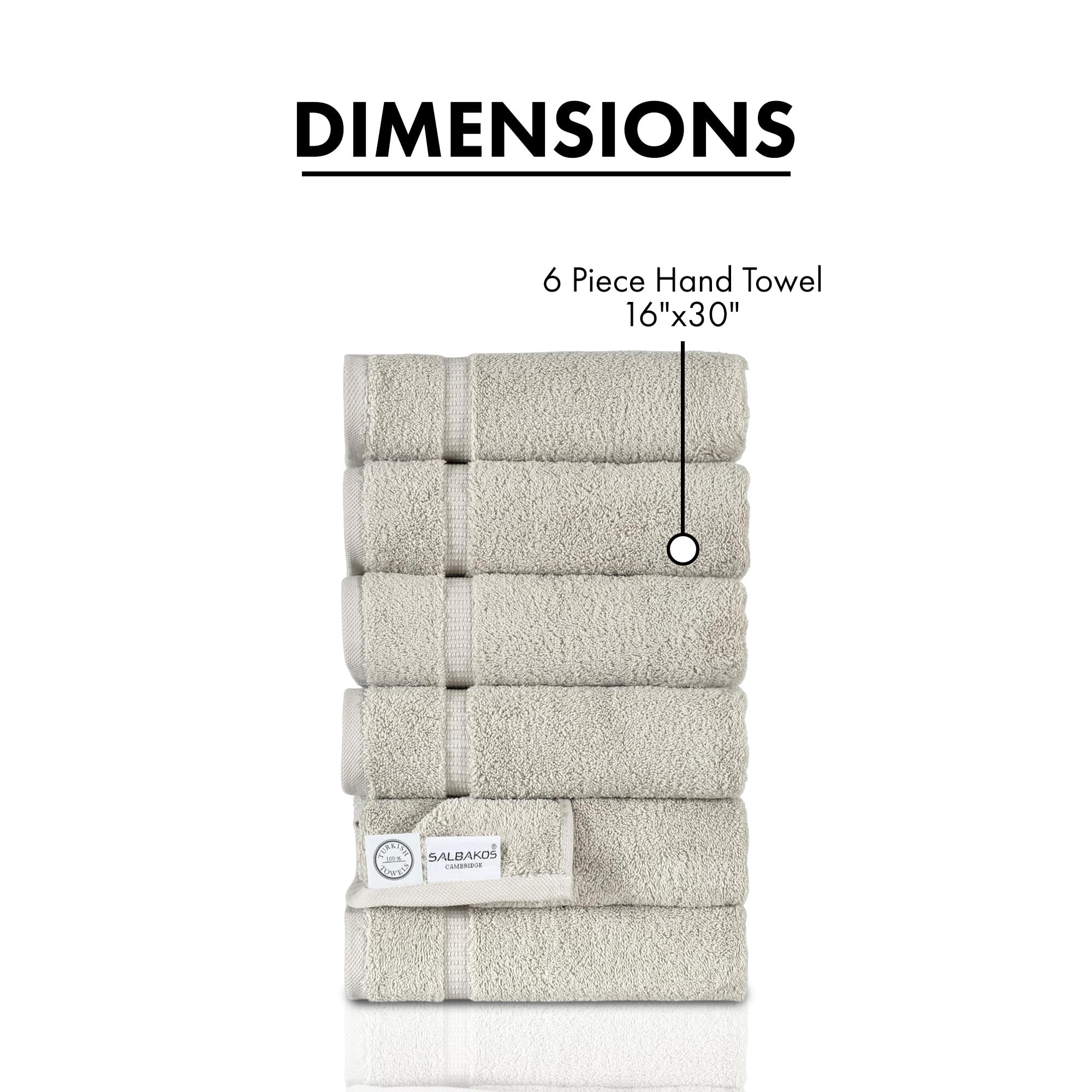 Salbakos - Premium 6 Piece Hand Towels Set, 100% Turkish Cotton, Quick Dry & Comfy Towels For Hotel & Spa, Highly Absorbent | 16