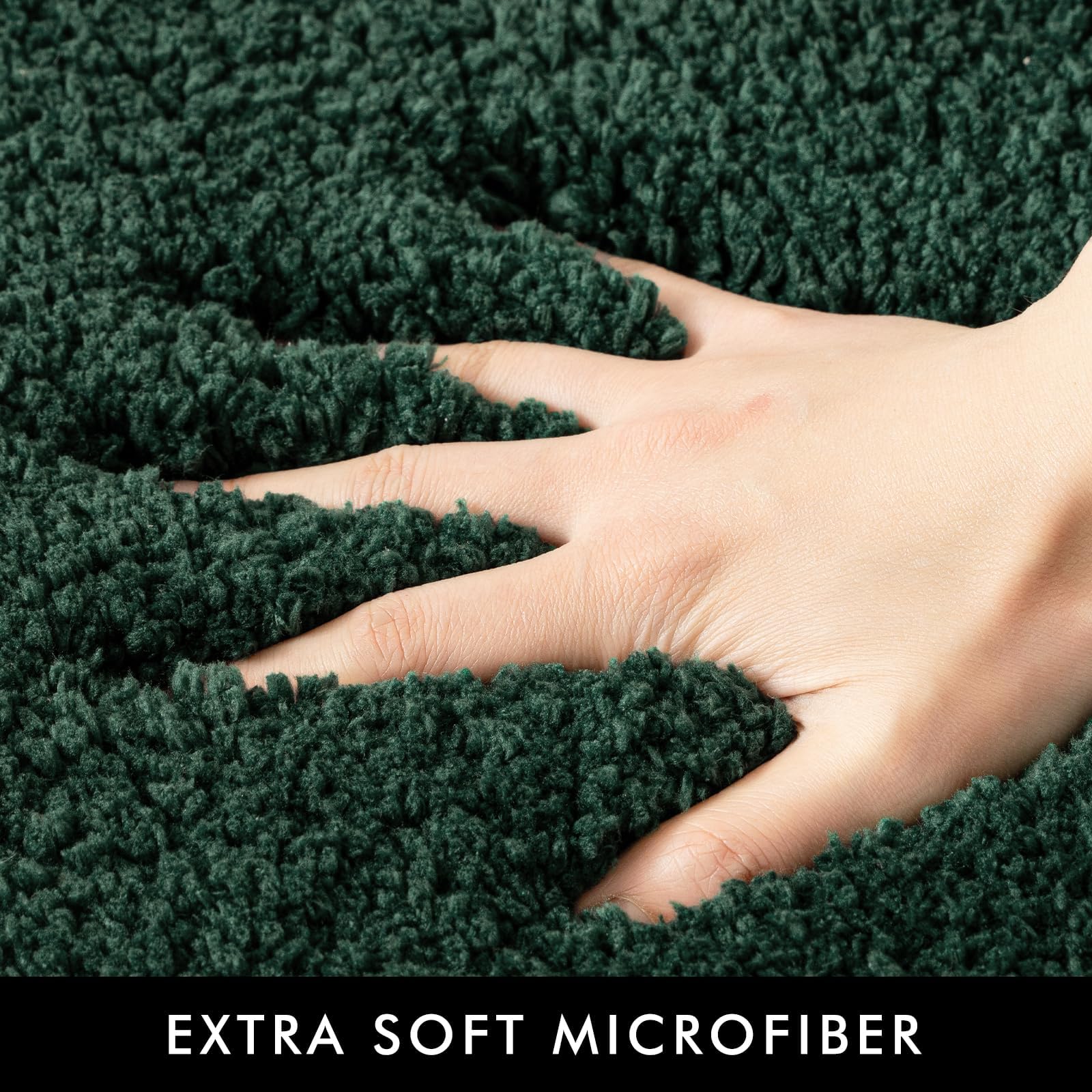 Miulee Christmas Dark Green Bathroom Rugs Non Slip Bath Mat 24'' X 48'' Shaggy Soft Bath Rug Plush Microfiber Absorbent Water Fo