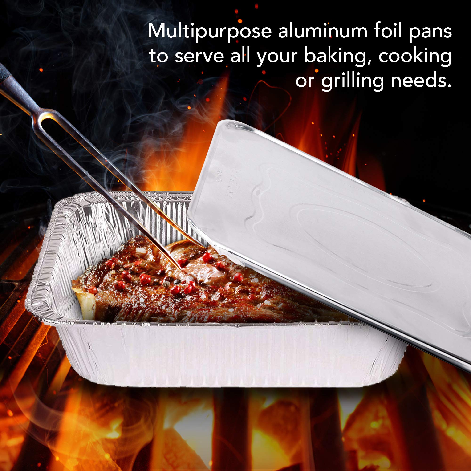 Foil Pans With Lids - 9X13 Aluminum Pans With Covers - 25 Foil Pans And 25 Foil Lids - Disposable Food Containers Great For Baki