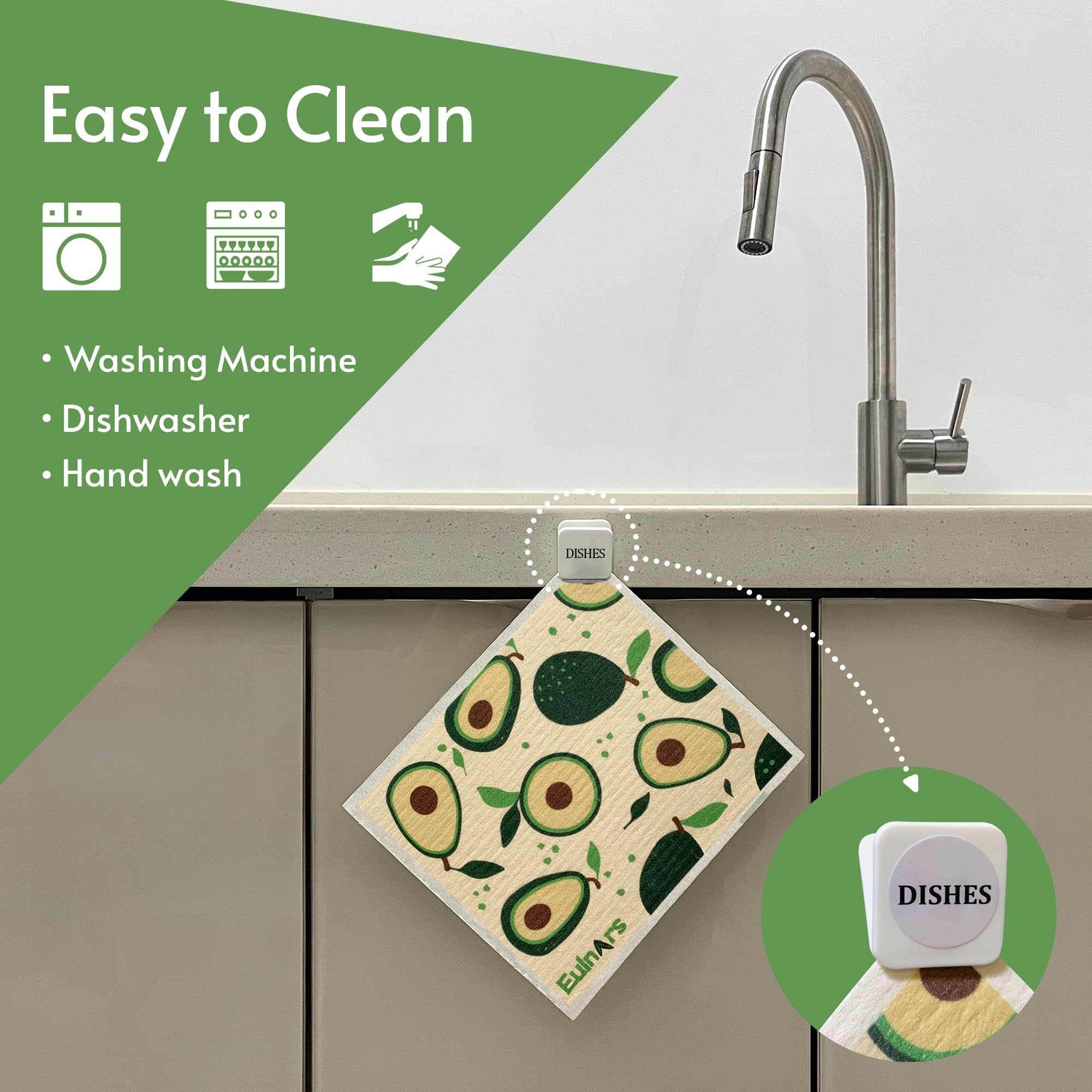 Eulnars Swedish Dishcloths For Kitchen, 8 Pack Reusable Paper Towels With Clips, Non-Scratch Swedish Kitchen Towels, Super Absor