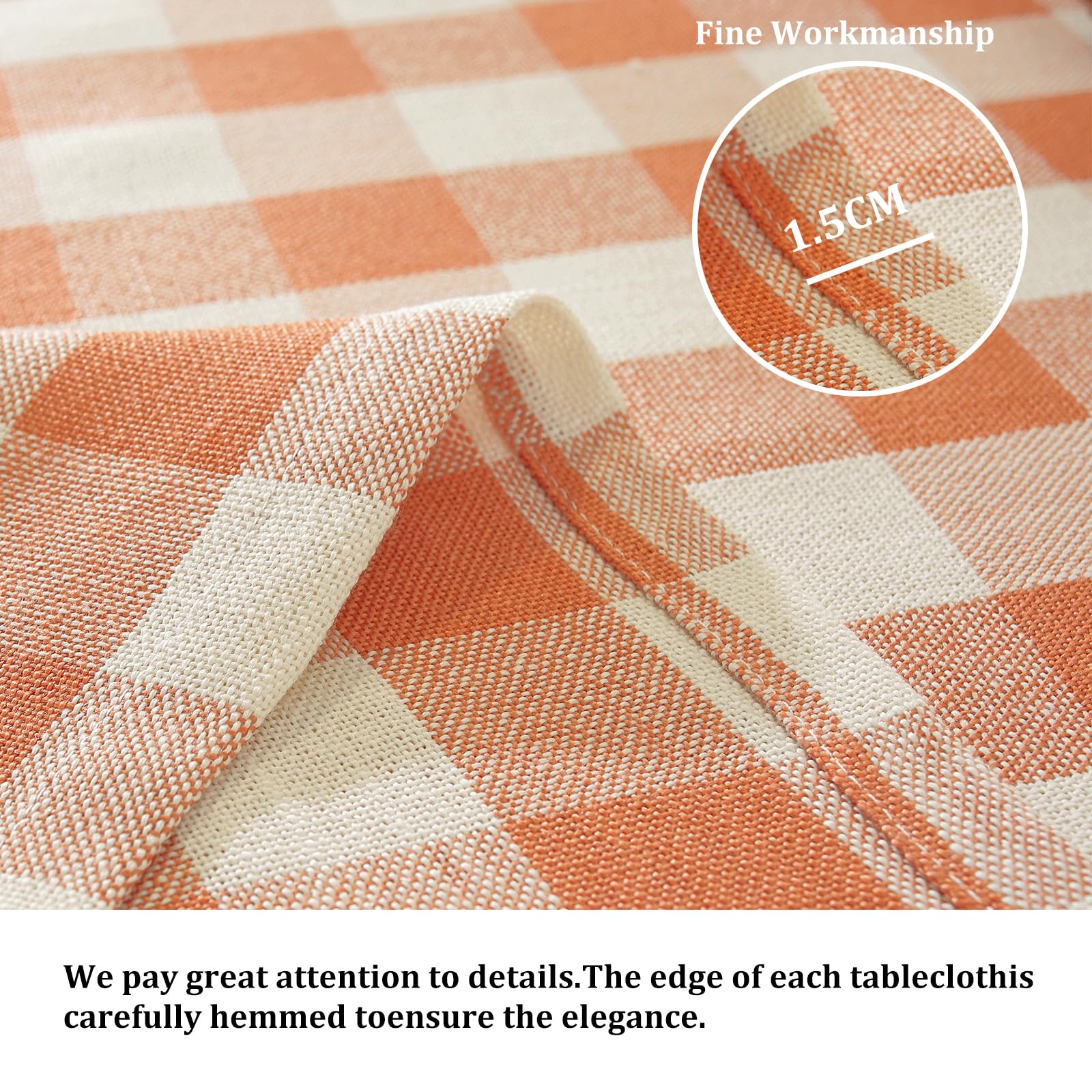 Alsoo Checkered Tablecloth Rectangle Gingham Table Cloth Washable Cotton Linen Fall Thanksgiving Buffalo Plaid Table Cover for P
