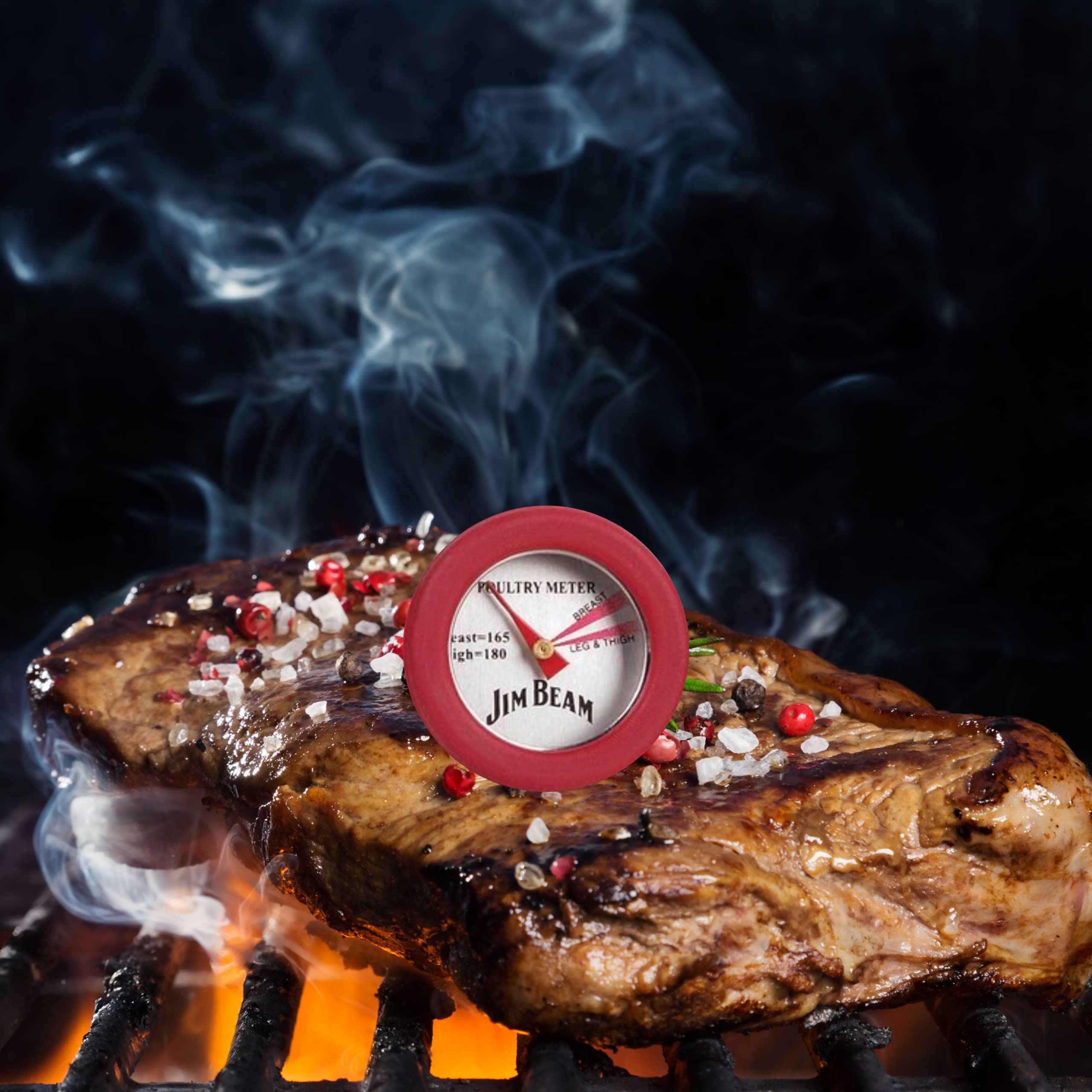 Jim Beam, Pack Of 4 Poultry Meat, Instant Read Food Stainless Steel Dial Mates Barbecue Bbq Tools, Grilling And Baking Steak The