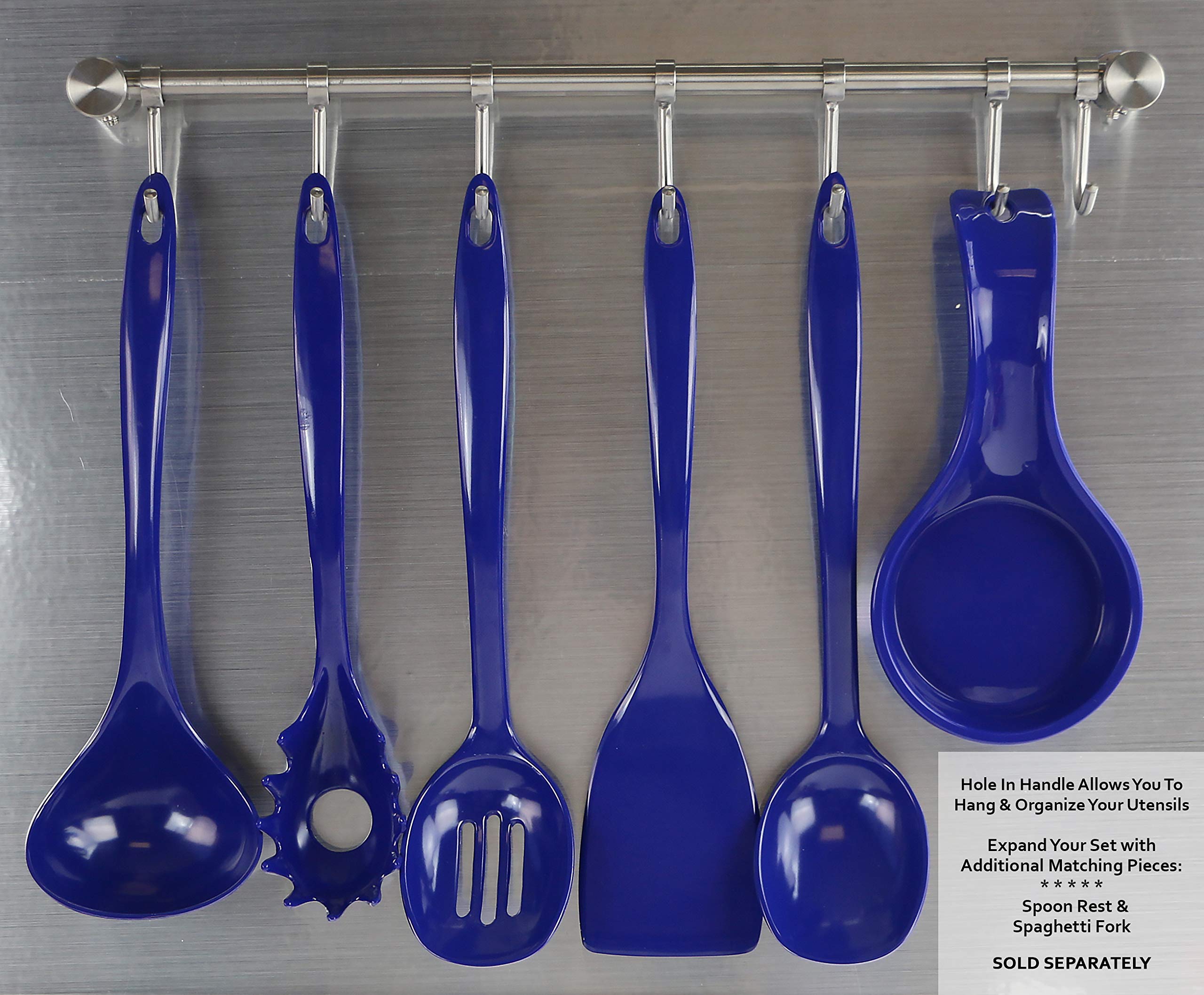 6 Piece Durable Melamine Spatula Set, Indigo