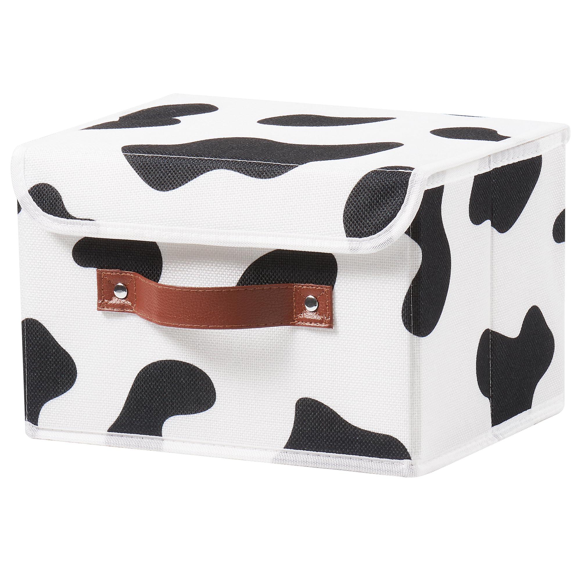 Vinnegenzz Storage Bin With Lid Cow Print Cute Fabric Storage Basket Box With Faux Leather Handles Pp Plastic Board Foldable Was
