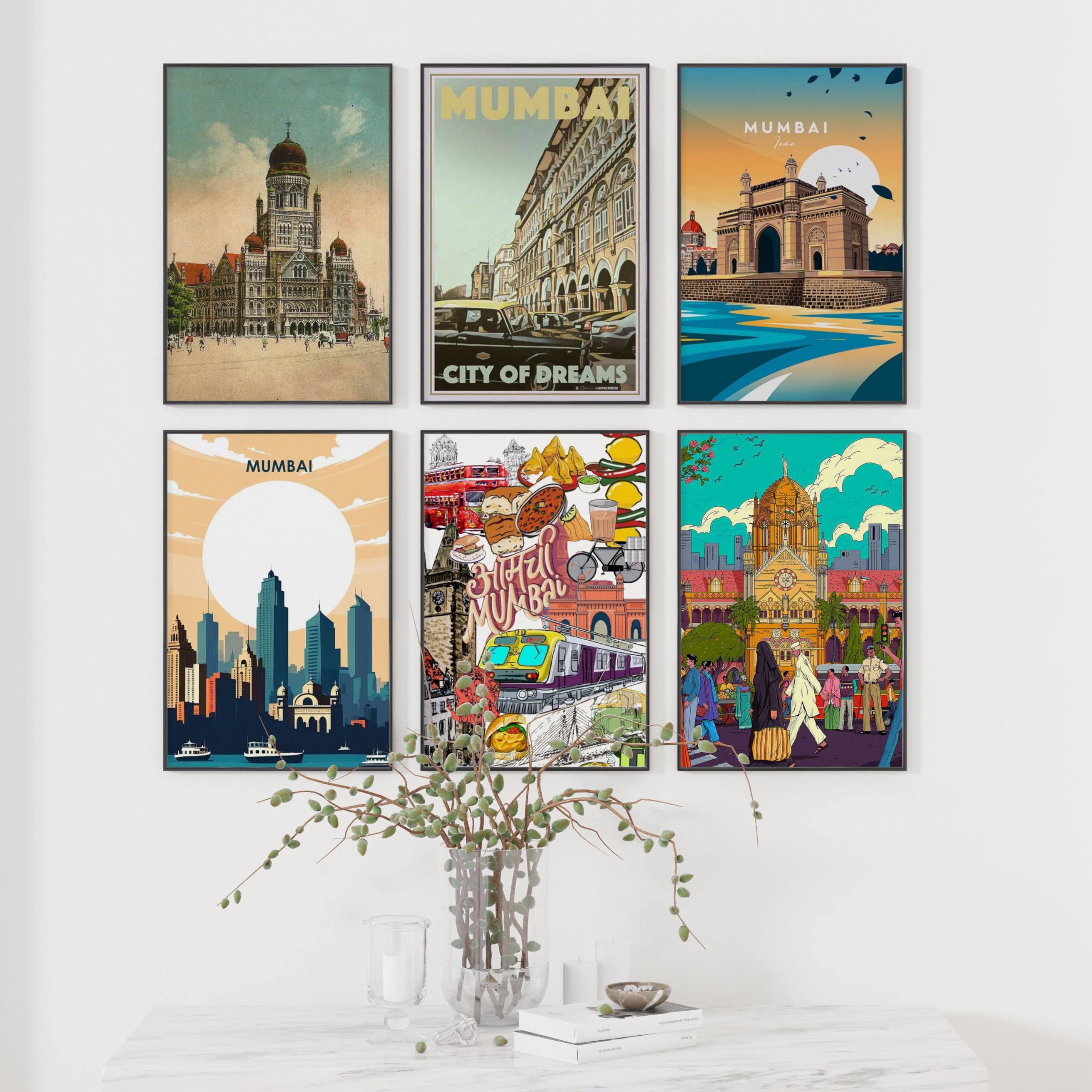 Corona card Technology Wall Art Of Mumbai Architecture City Cultural, Historical and Most Popular Place Posters Set 6 (A4 Size) 