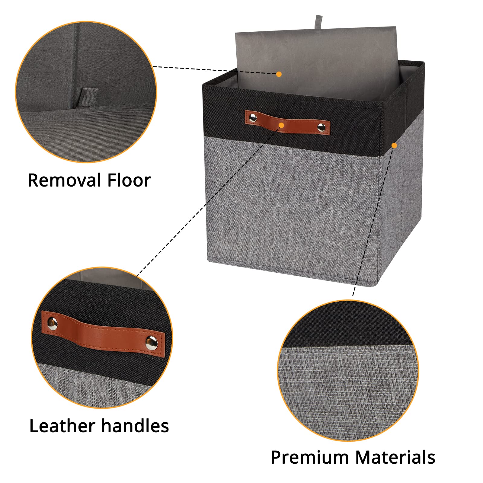 Dullemelo 12X12 Storage Cubes, Collapsible Sturdy Cube Storage Bins With Handles For Organizing,Fabric Storage Cubes Baskets For