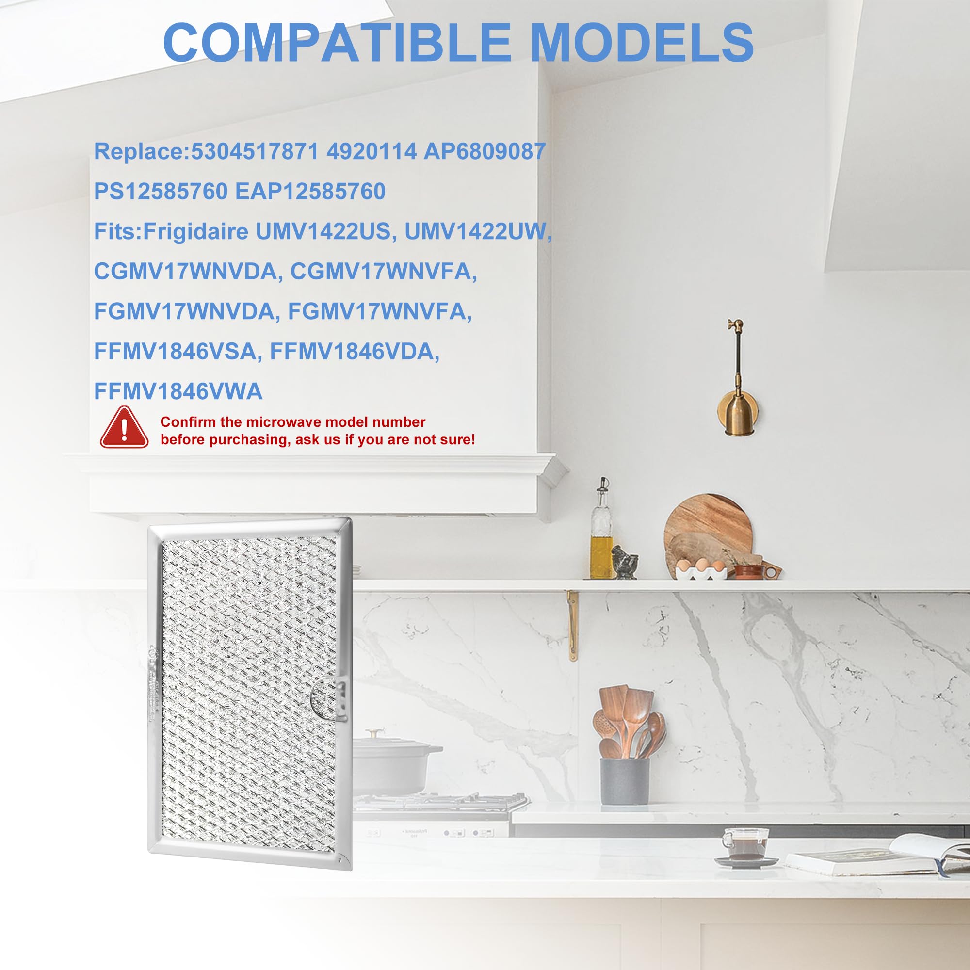 4Pcs 5304464105 5304509444 Frigidaire Microwave Grease Filter, 5''X7-5/8''X3/32'' Compatible With Wb06X10608 5304517871 4920114