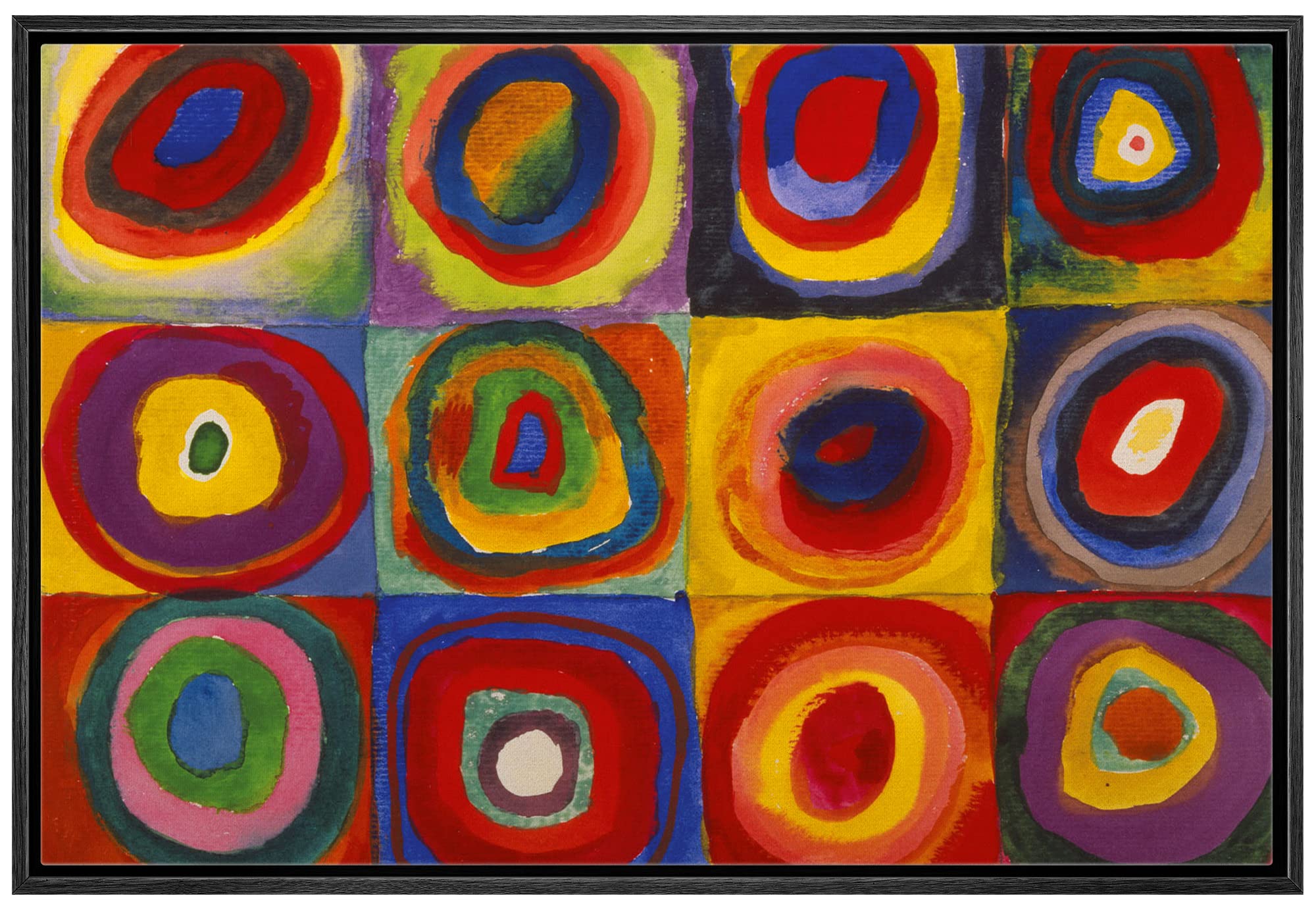 Abstract Framed Canvas Art Squares With Concentric Squares With Concentric By Wassily Kandinsky Giclee Framed Canvas Prints Wrap