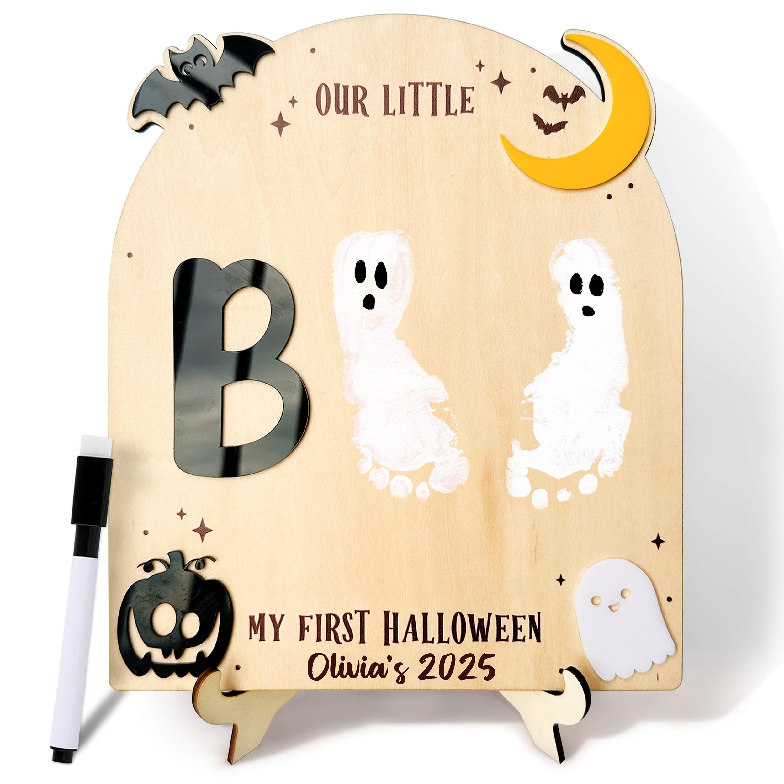 Baby First Halloween Crafts 2025- My Little Boo DIY Footprint, Handprint Signs - Baby First Halloween Keepsake - My First Holida