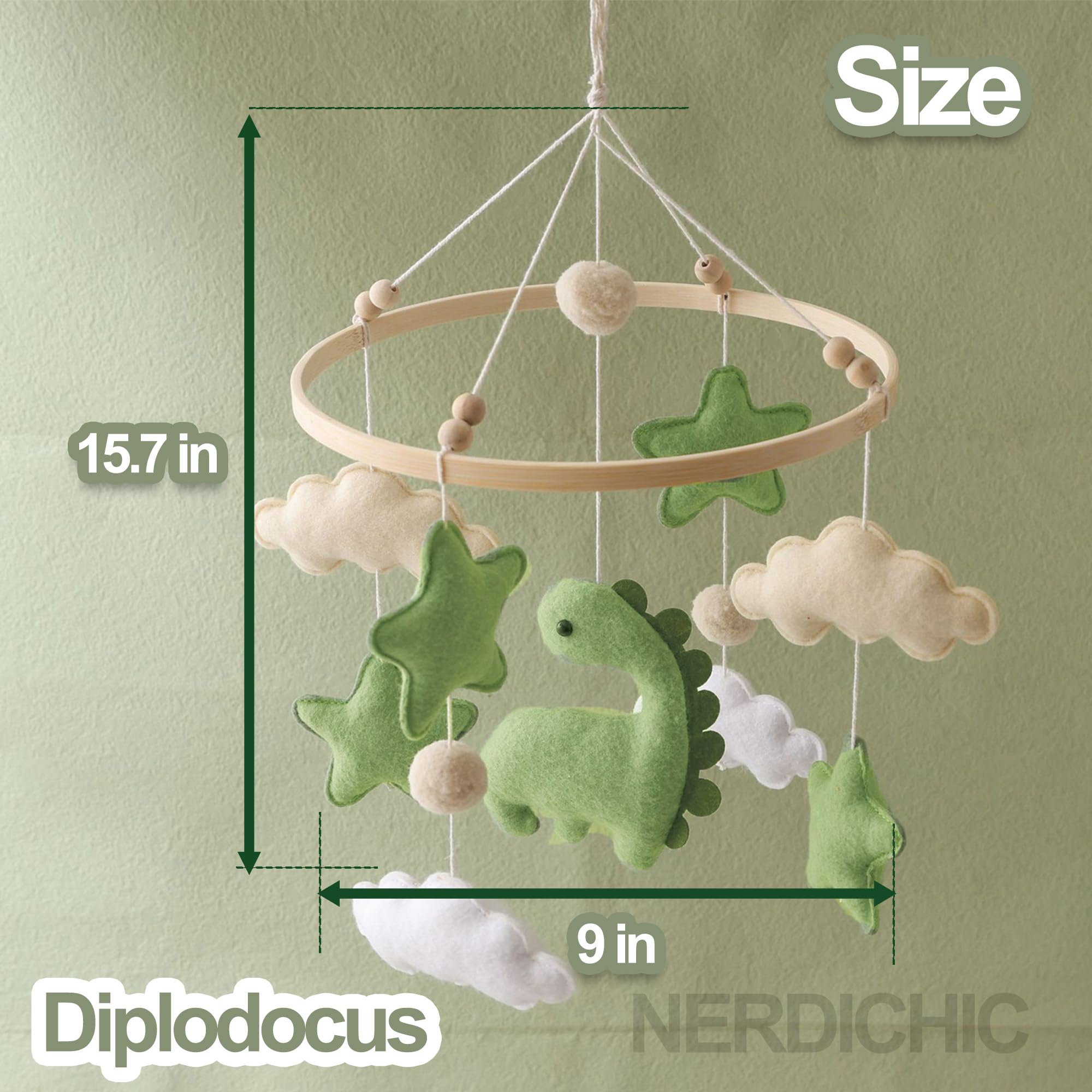 Baby Crib Mobile for Boys Girls, Nursery Decor Mobile for Bassinet, Gender Neutral Mobile Crib Accessories for Infant Bedroom Ha