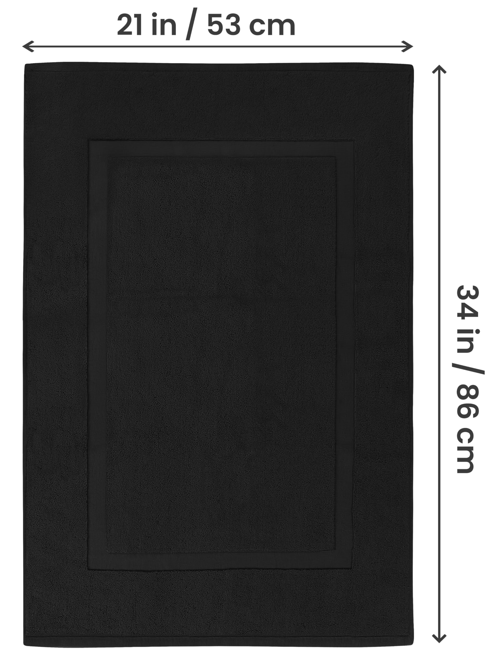 Utopia Towels Cotton Banded Rug  Bath Mats  [Not a Bathroom Rug]  21x34 Inches  100% Ring Spun Cotton - Highly Absorbent and Machine Washable Shower Bathroom Floor Mat  Black  2 Pack