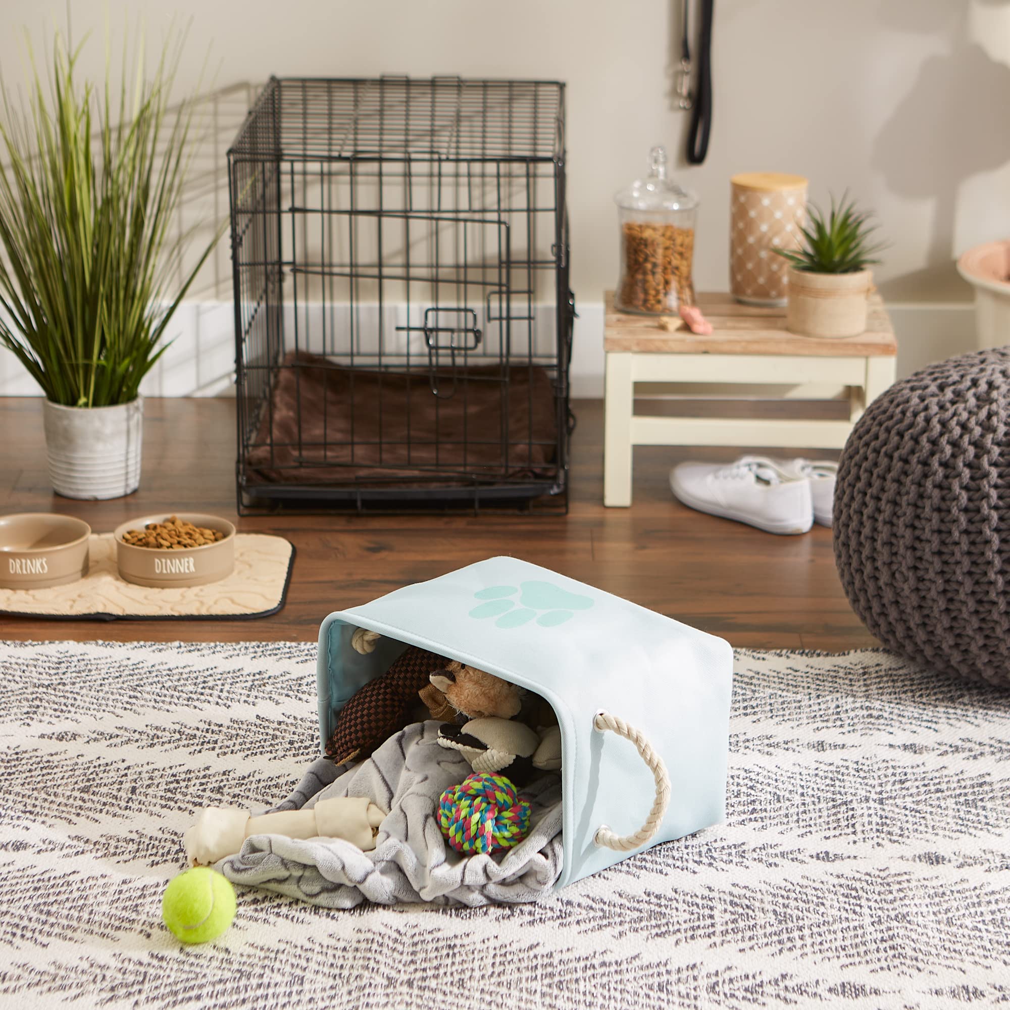 Bone Dry Pet Storage Collection Collapsible Bin  Small Rectangle  Aqua