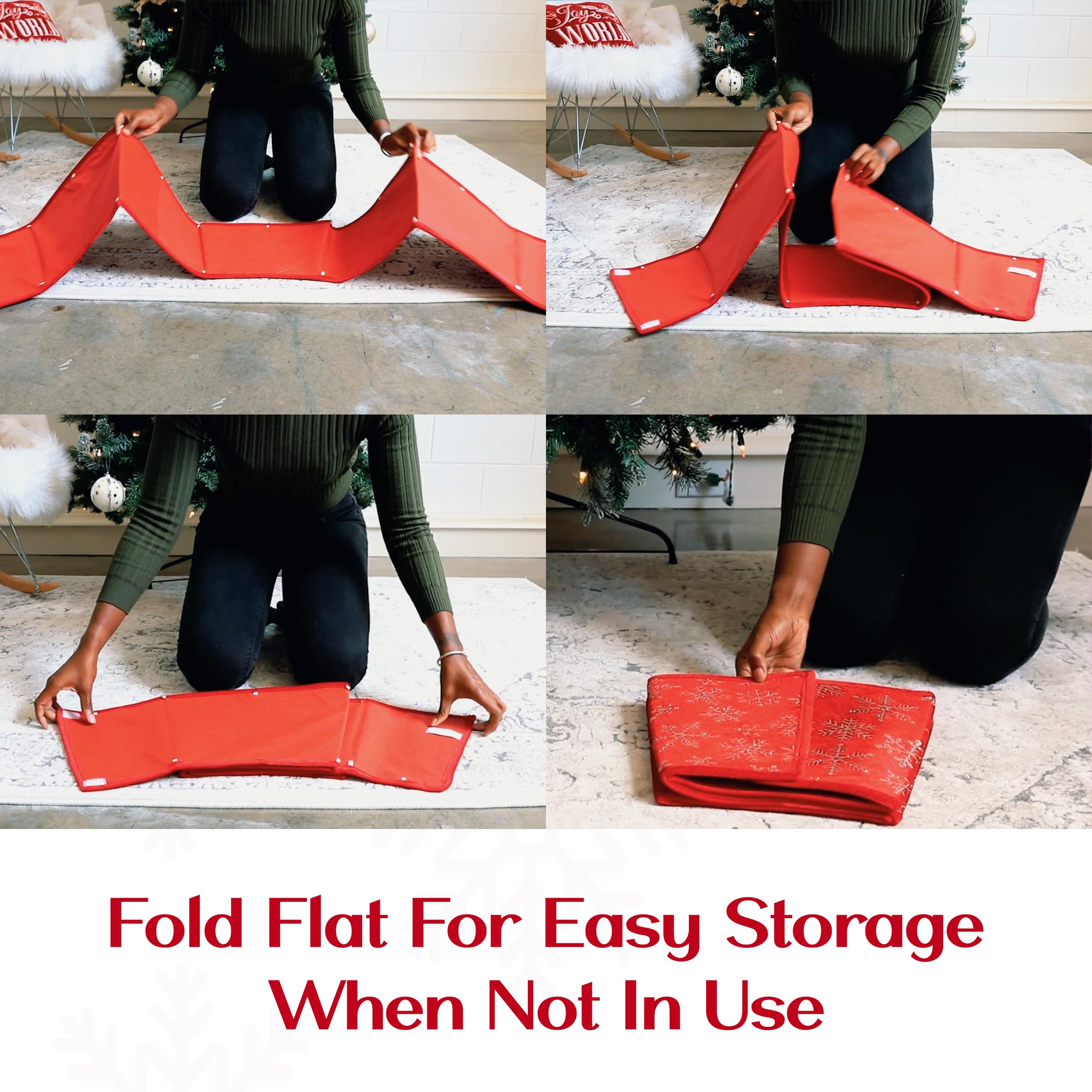 New Traditions Christmas Tree Collar - Red & Green Drum Design - 26 Diameter Fabric Stand Band for Artificial & Natural Trees -