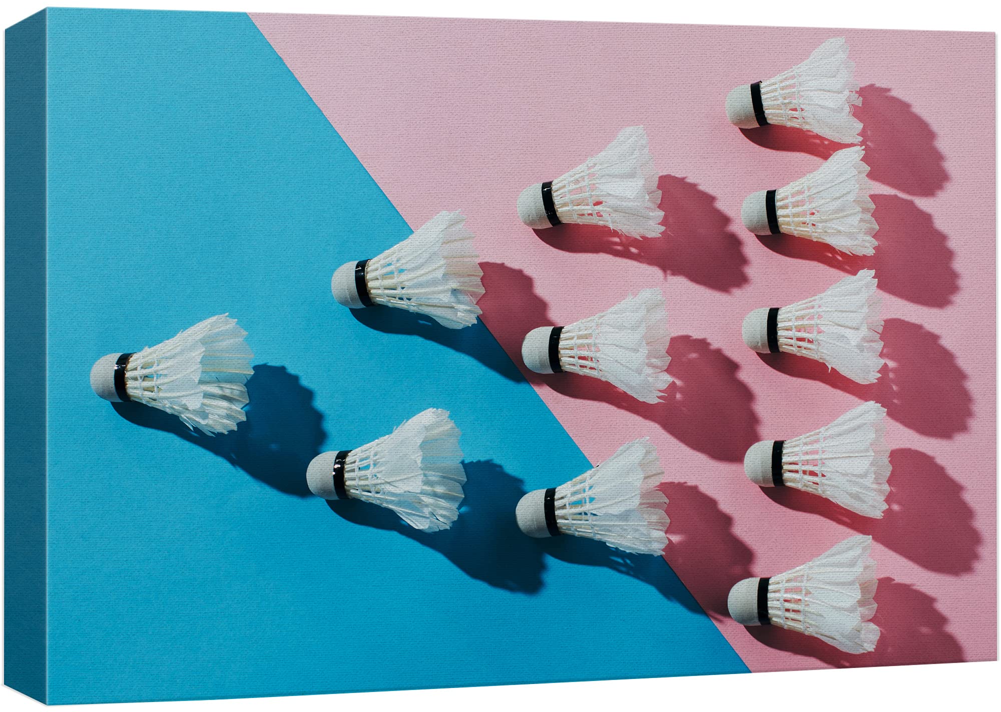 Wall26 Canvas Wall Art Print Set Badminton Shuttlecock On Blue & Pink Court Sports Athletes Photography Modern Art Modern Scenic