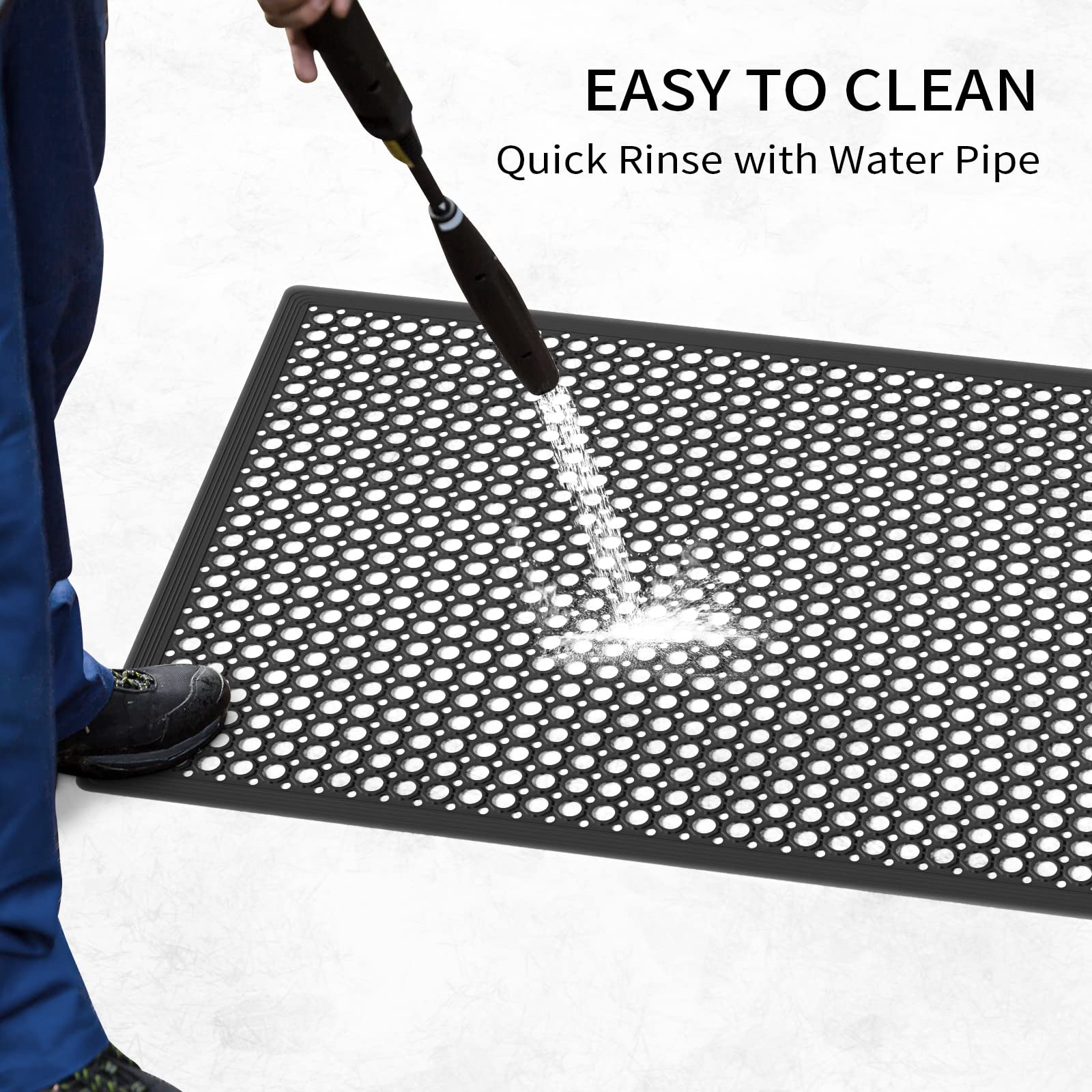 ROVSUN 2-Pack Rubber Floor Mat with Holes  36''x 60'' Anti-Fatigue/Non-Slip Drainage Mat  for Industrial Kitchen Restaurant Bar Bathroom Utility Garage Pool Entry Door Mat  Indoor/Outdoor Cushion