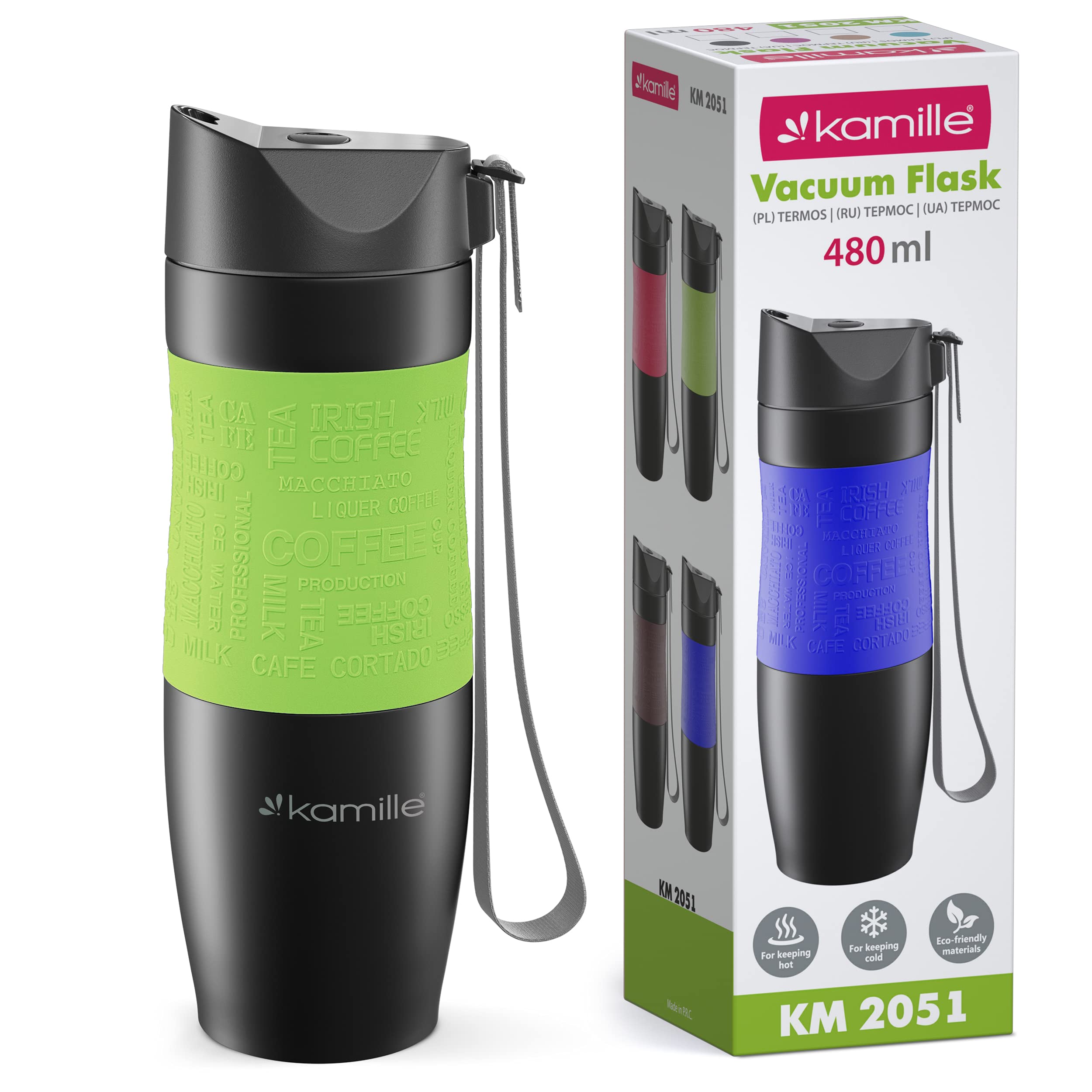 Kamille Coffee Tumbler Stainless Steel Coffee Travel Mug - Double Wall Thermal Vacuum Insulated Coffee Cup With Lid For Cold, Ic