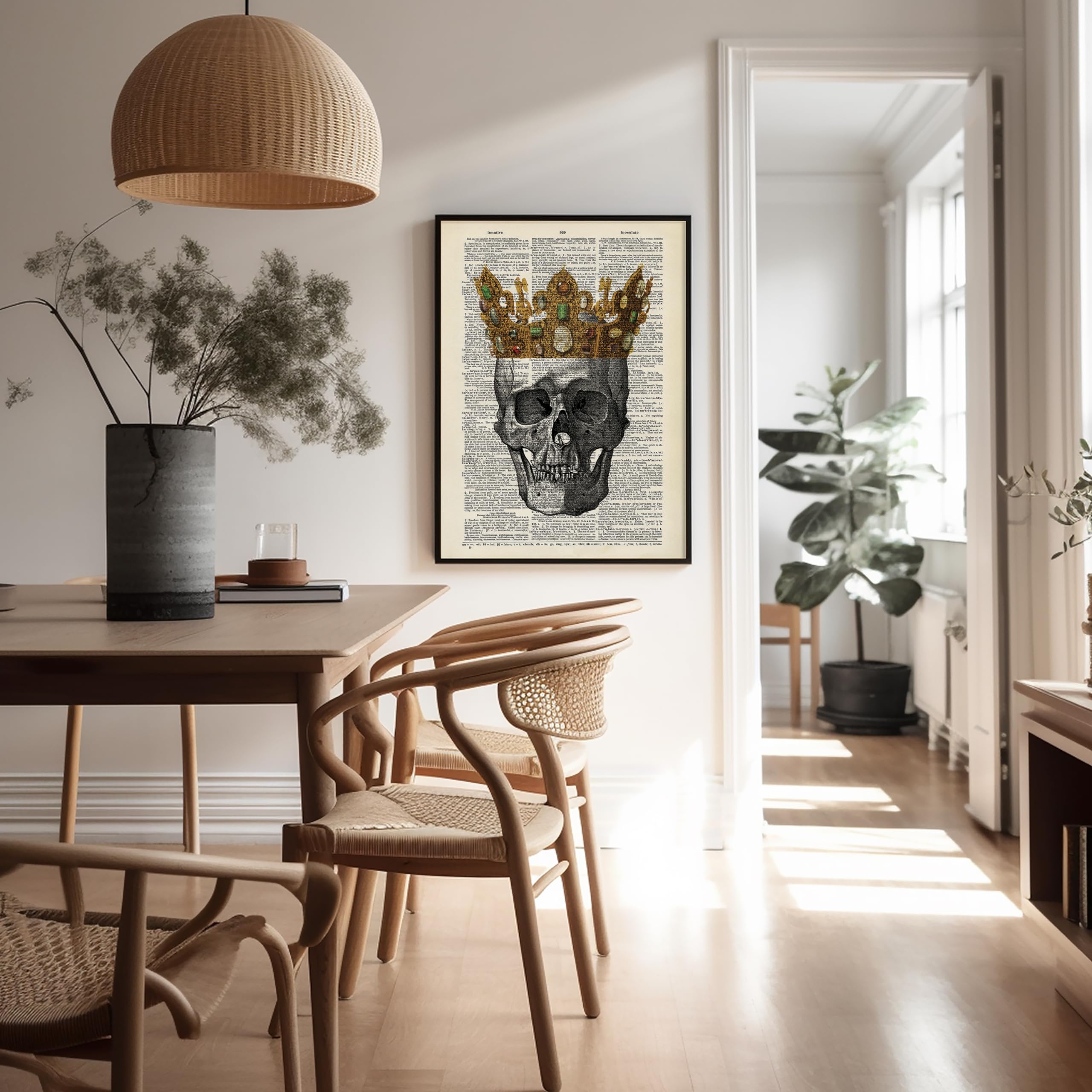Poster Master Dictionary Art Poster - Crown On Skull Print - Skeleton Art - Anatomy Art - Minimal Gift For Him, Her, Doctor, Nur