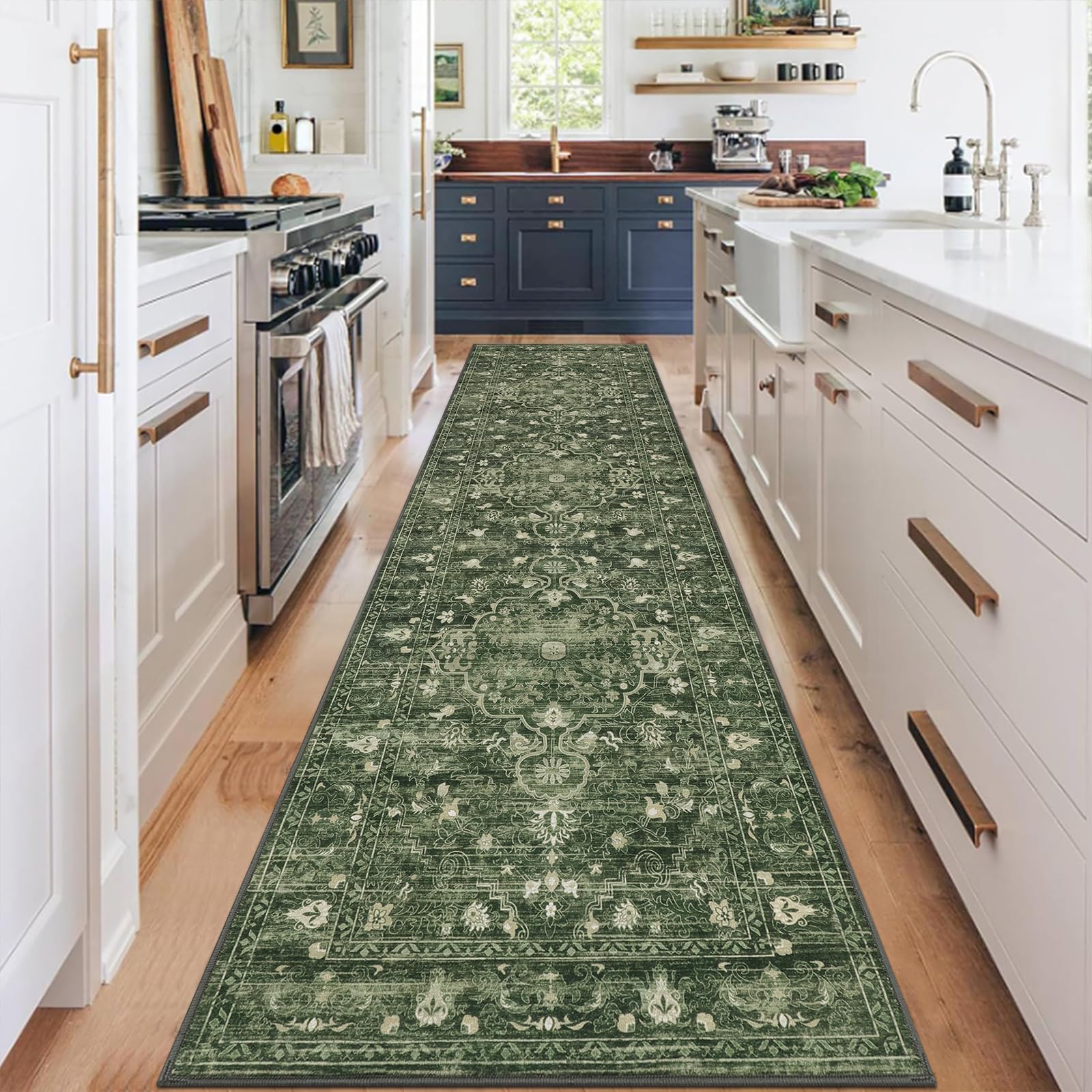 UArtlines 2 x 8 Boho Hallway Runner Rug Vintage Farmhouse Non Slip Soft Washable Accent Runner Carpet for Kitchen, Entryway, 