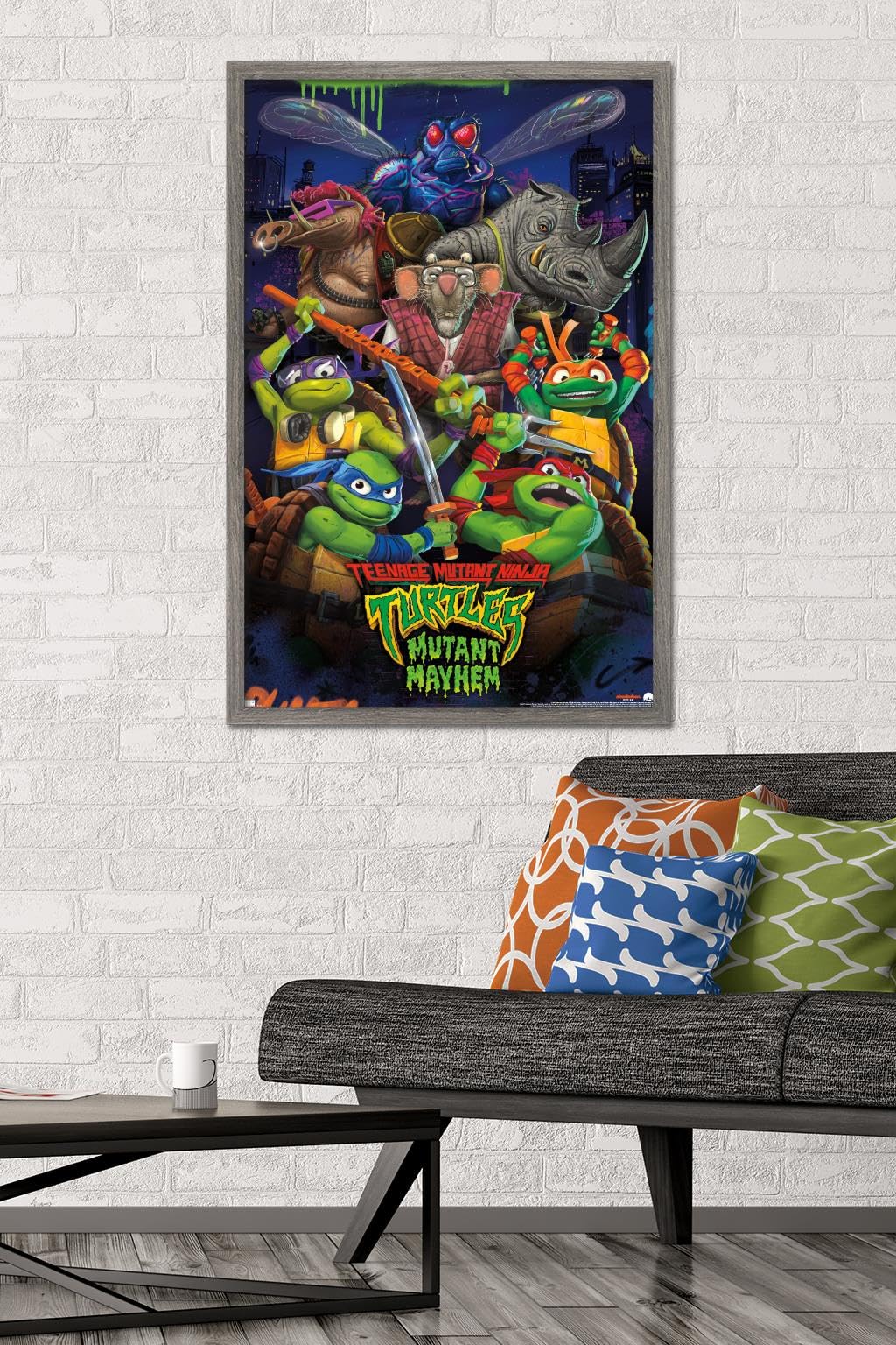 Trends International Teenage Mutant Ninja Turtles: Mutant Mayhem - Group Wall Poster, 22.37'' X 34.00'', Barnwood Framed Version